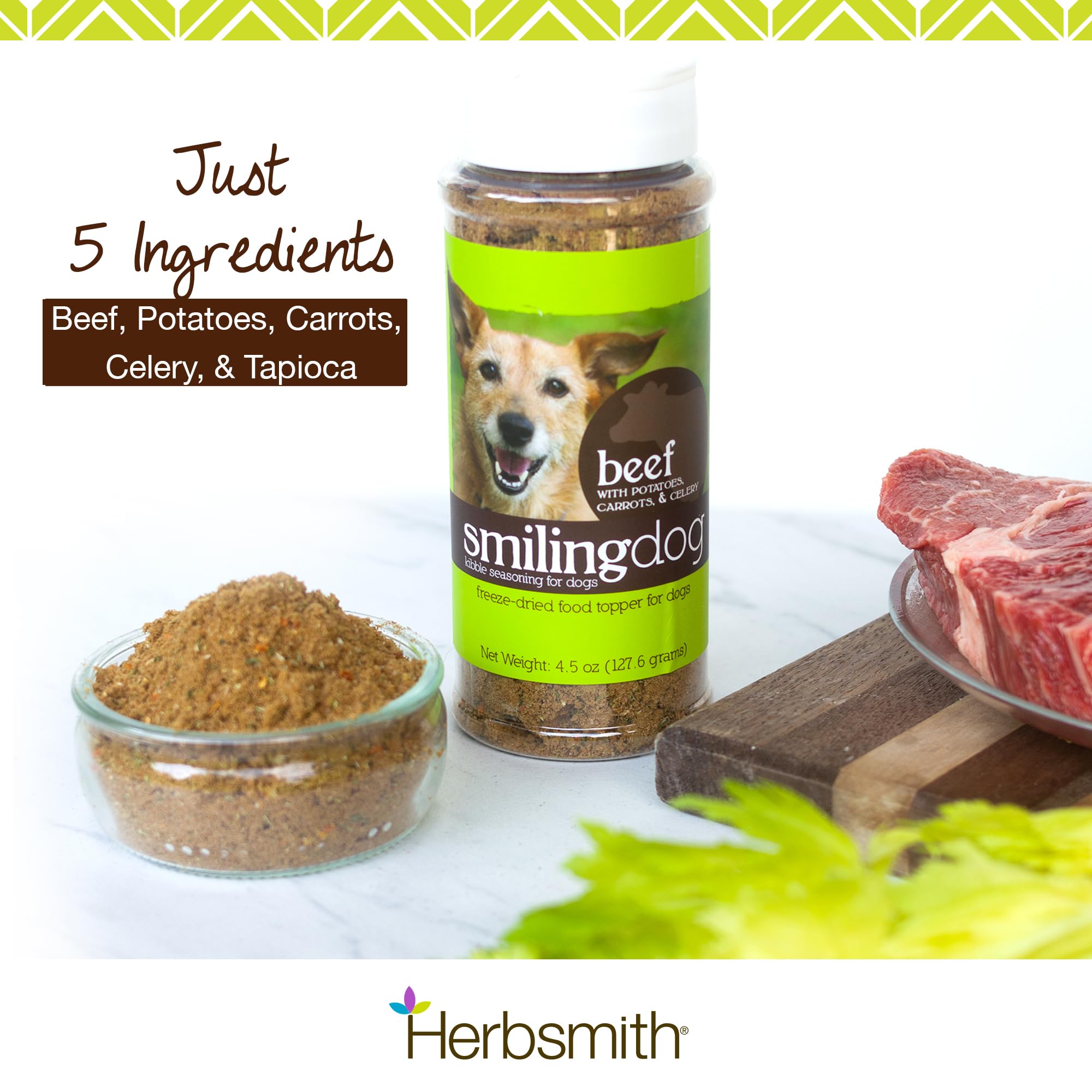 Herbsmith Kibble Seasoning - Freeze Dried Beef Dog Food Topper for Picky Eaters - 4.5oz - Enhance Flavor & Nutrition for Dogs at Mealtime