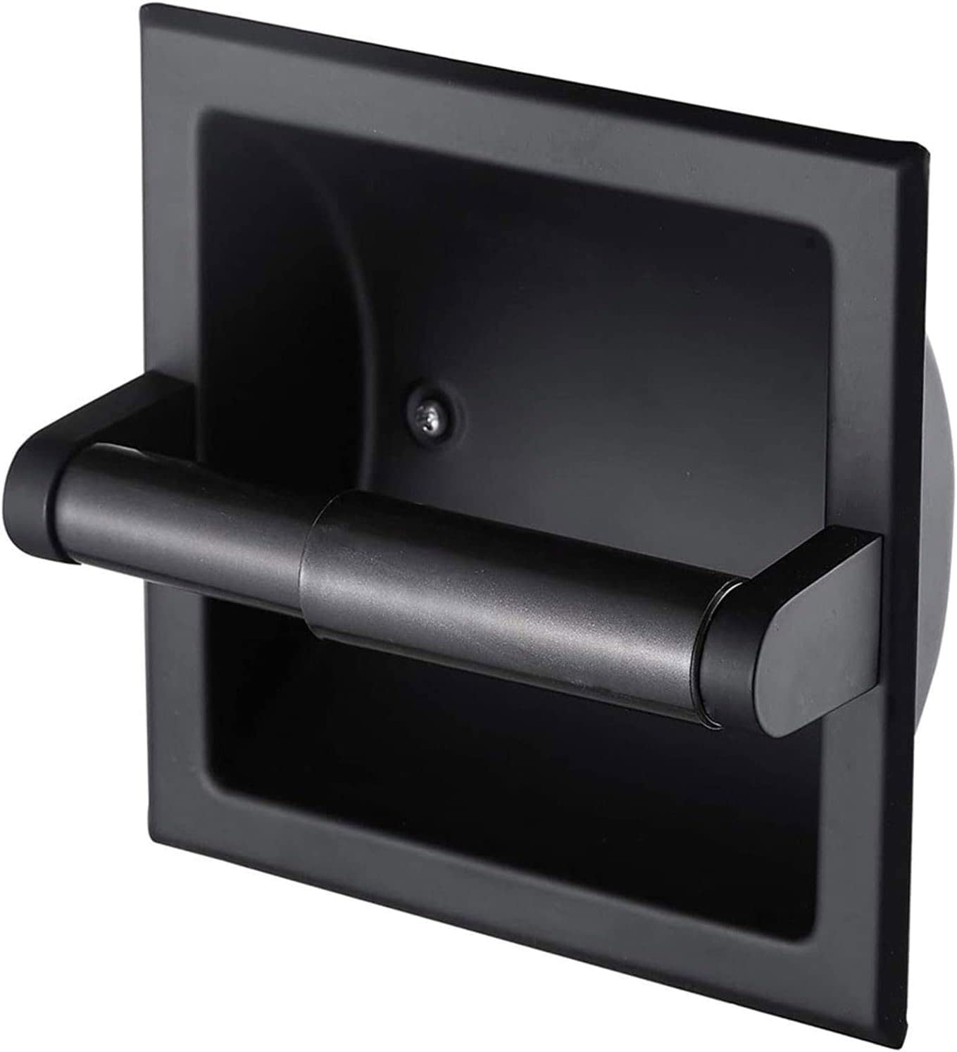 Brushed Nickel Recessed Toilet Paper Holder with Rear Mounting Bracket - Space Saving Wall Mounted Bathroom Tissue Dispenser for Small Bathrooms & Powder Rooms