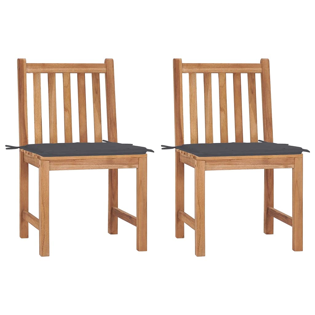 2-Piece Teak Wood Garden Chairs Set with Cushions - Patio Outdoor Dining Chairs for Balcony, Lawn, Backyard & Indoor Use - Durable Weather-Resistant Furniture for Relaxing & Entertaining