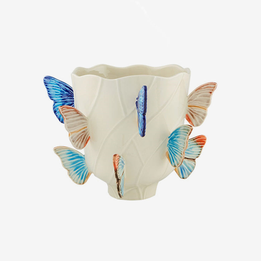 Bordallo Pinheiro Claudia Schiffer Cloudy Butterflies Vase - Handmade Ceramic Home Decor for Living Room, Dining Table & Wedding Centerpieces