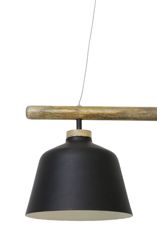 BANU 3/4Lt Wooden Black Finish Kitchen Pendant Light - Perfect for Dining Room, Island, and Farmhouse Decor