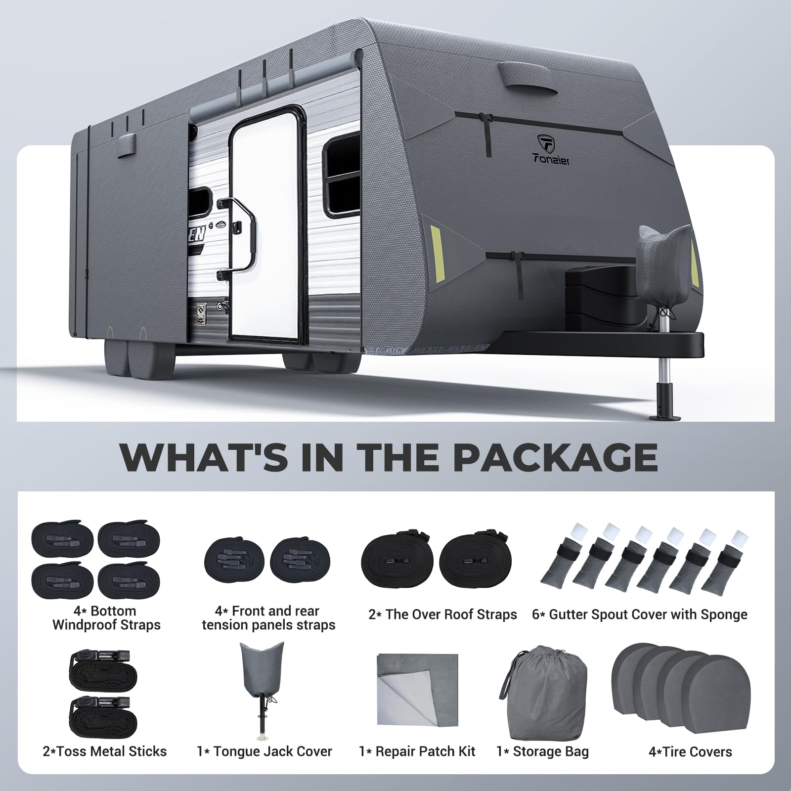 7-Layer Heavy Duty RV Cover - Extra Thick, UV Resistant, Weatherproof & Rip-Stop Travel Trailer Cover for 18'1