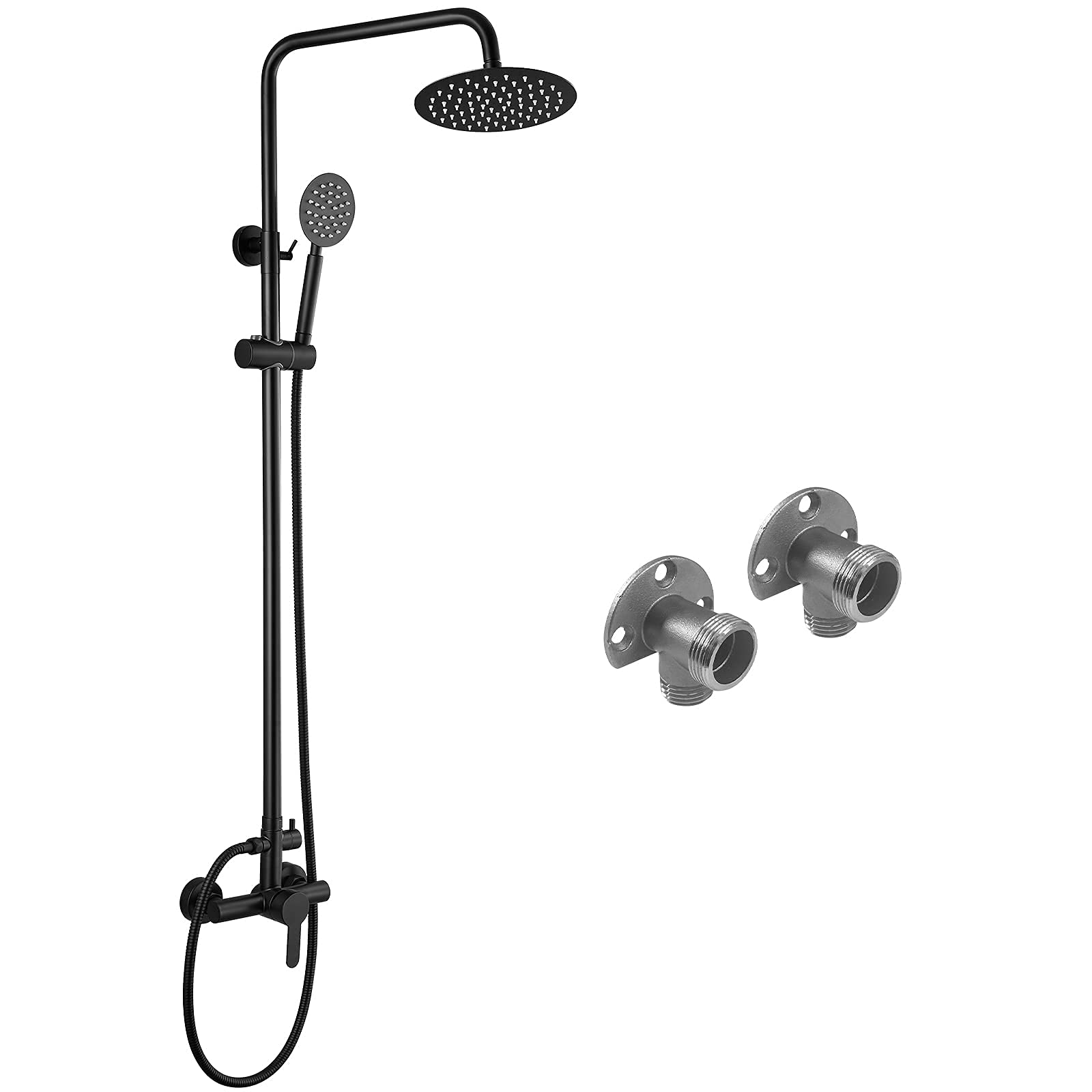 Aolemi Matte Black SUS304 Stainless Steel Outdoor Shower Faucet Set - 8