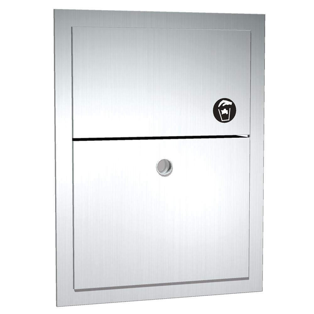 ASI 0473 1.5 Gallon Recessed Sanitary Napkin Disposal Bin - Satin Finish for Women's Restrooms & Public Washrooms