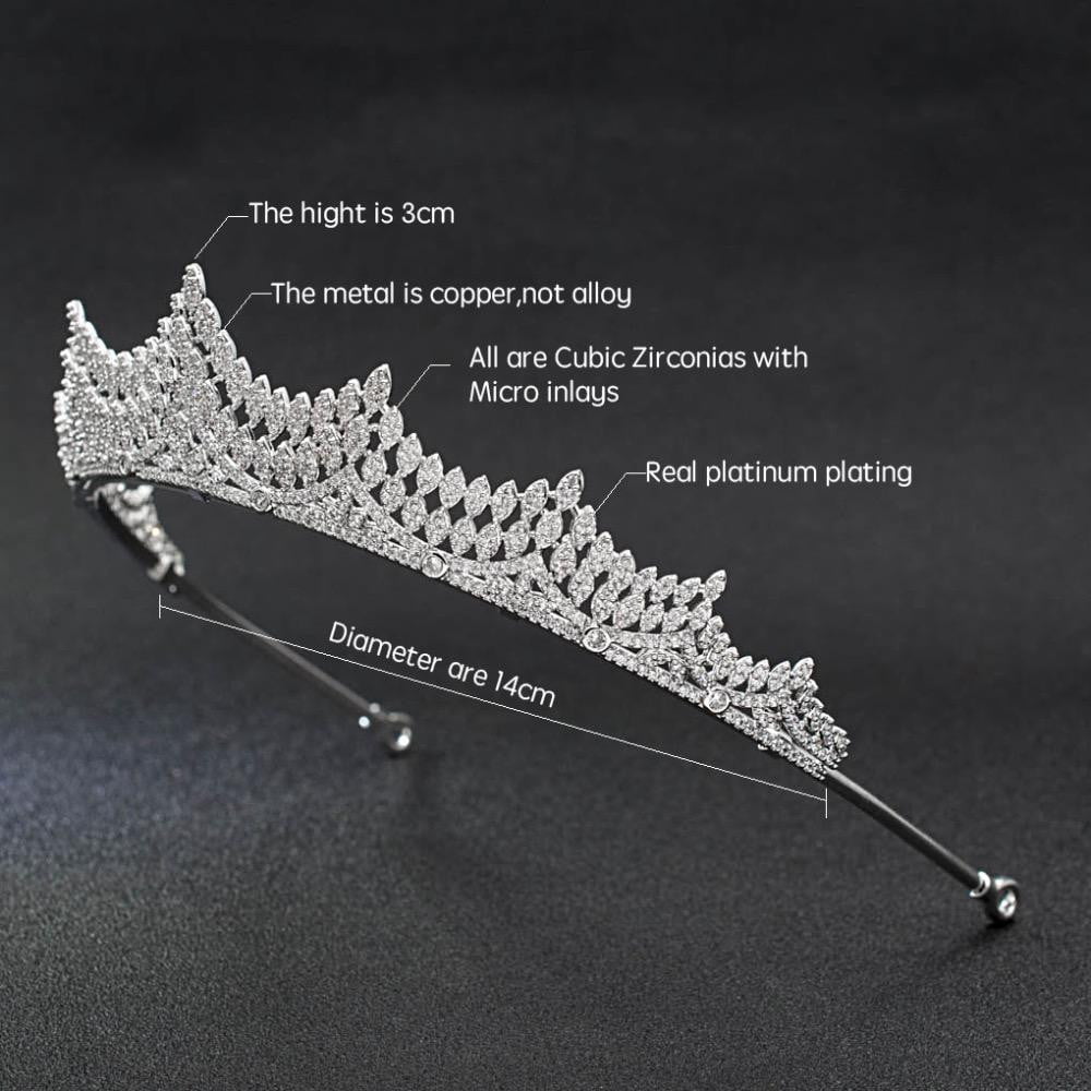 Royal Wedding Tiara Crown - Cubic Zirconia Bridal Diadem Headpiece CH10039 | Perfect for Brides, Prom, Pageants & Special Occasions