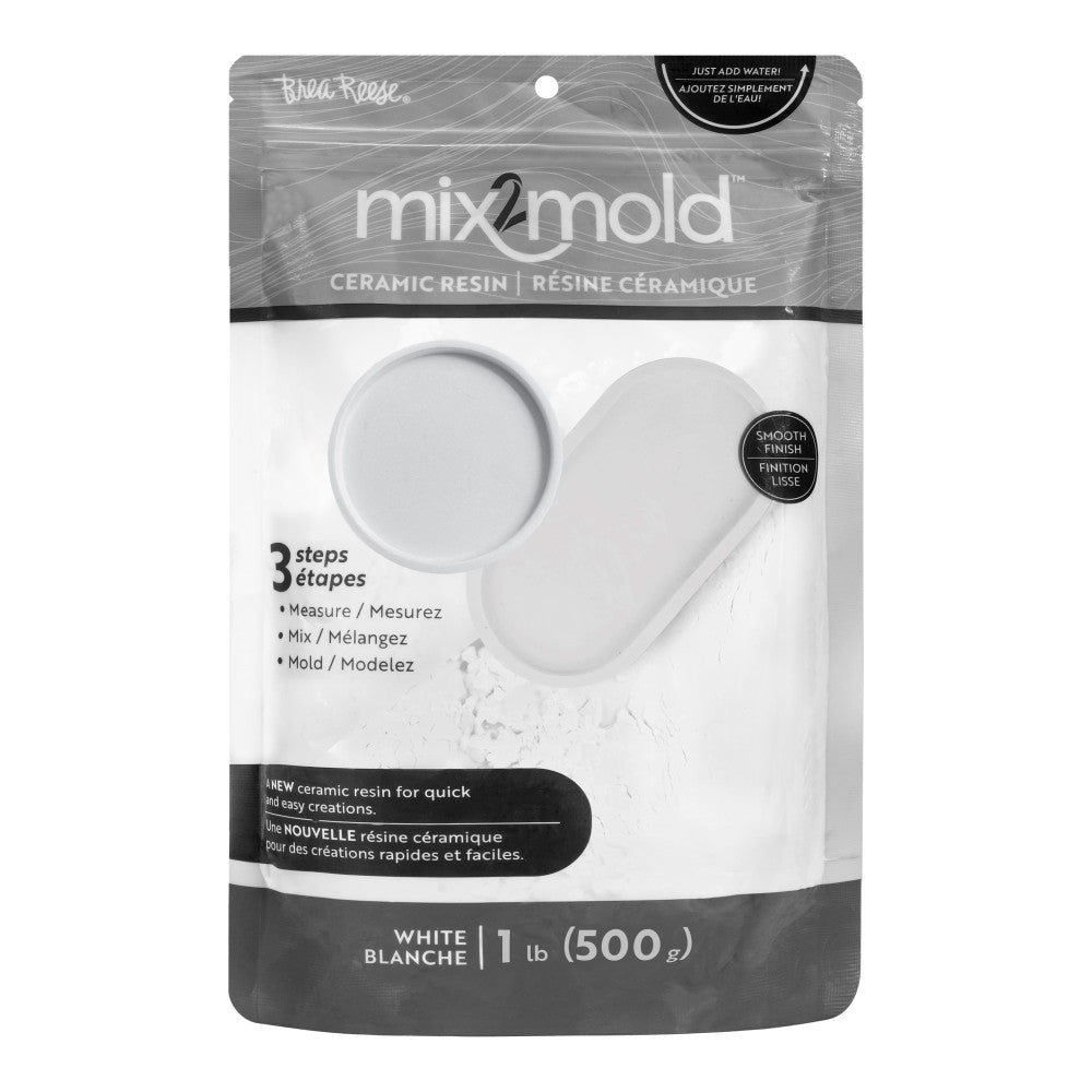 Brea Reese Mix2Mold Ceramic White Resin Powder - 1lb Magic Crafting Blend for DIY Jewelry, Sculptures & Home Decor Projects | Air Dry Modeling Clay Alternative