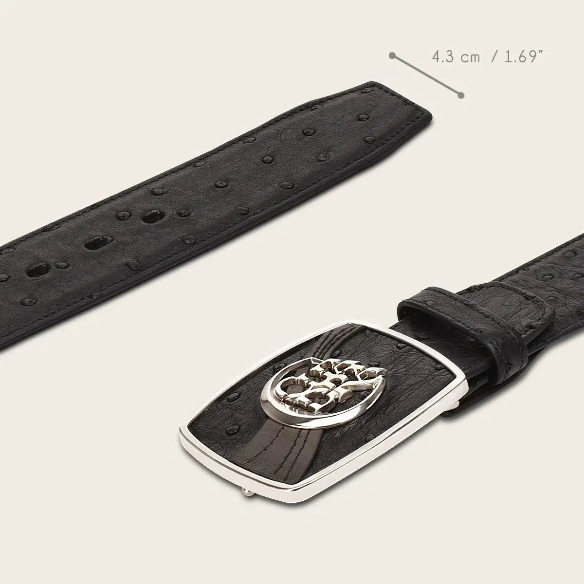 CV499A1 Cuadra Black Western Fashion Ostrich Leather Belt for Men – Stylish Cowboy Accessory for Rodeo, Ranch & Western Outfits