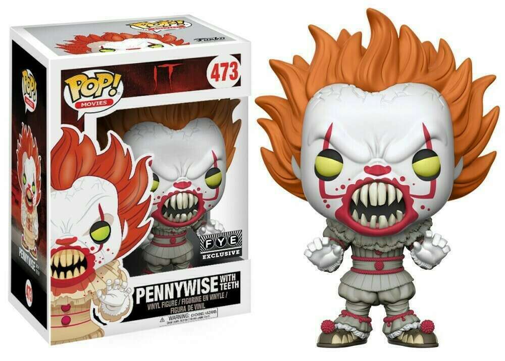 Pennywise with Teeth Exclusive Funko Pop #473 - IT Movie Collector's Edition - Perfect for Horror Fans & Pop Culture Collectors - Display at Home, Office, or Halloween Decor