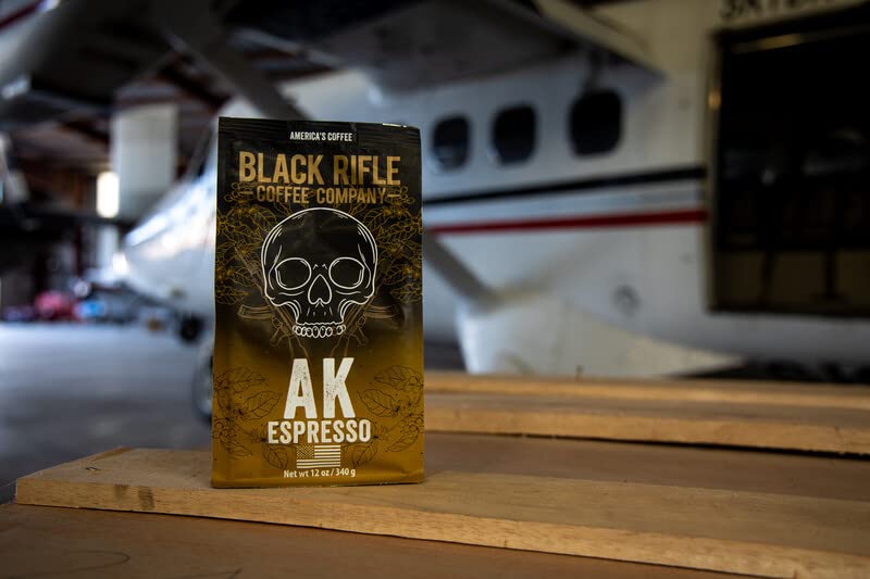 Black Rifle Coffee Company AK Espresso Medium Roast Ground Coffee - 12 oz Bag for Home Brewing & Office Use | Rich Flavor & Aromatic Blend
