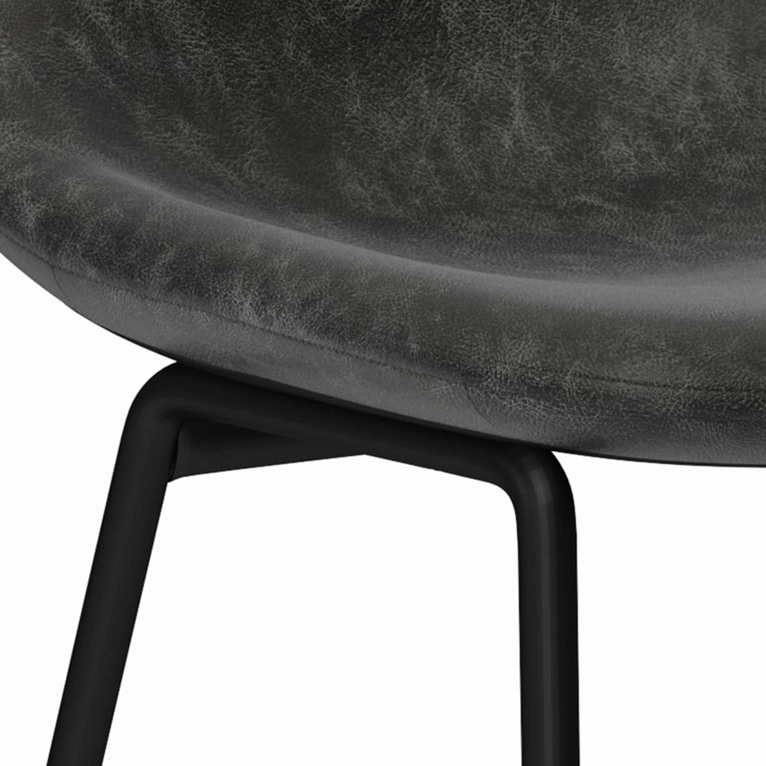 SIMPLIHOME Dafney Modern Counter Height Bar Stools (Set of 2) - Distressed Charcoal Grey Vegan Faux Leather - Kitchen Island & Breakfast Bar Stools for Dining Room, Kitchen, and Home Decor