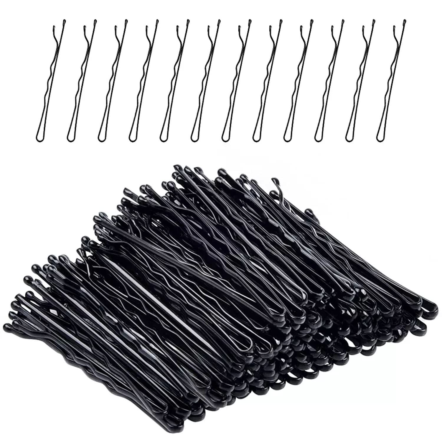KIDZOO 100-Pack Metal Hair Clips - Bobby Pins, U Pins & Tic Tac Hair Styling Pins for Women & Girls - Professional Salon Hair Accessories Set in Black - Perfect for Updos, Braids, and Everyday Hairstyles
