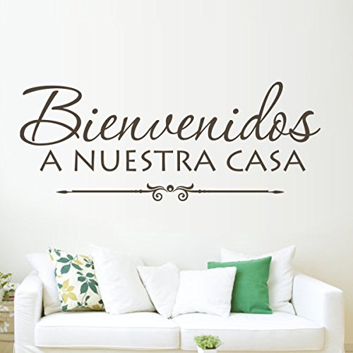 Spanish Vinyl Wall Decal - 'Bienvenidos A Nuestra Casa' Welcome to Our Home Family Sticker, Black Home Wall Art for Living Room, Bedroom & Entryway Decor