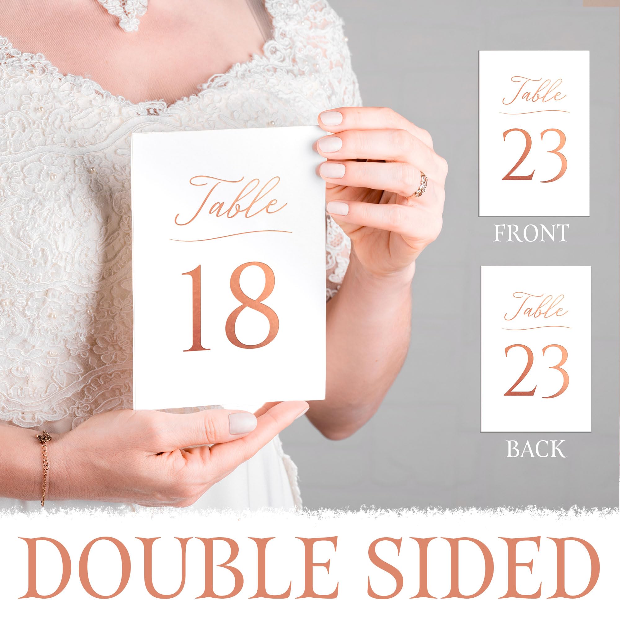 Rose Gold Table Numbers - 30 Piece Wedding Table Number Set with Stands for Anniversary, Birthday, Bridal Shower & Baby Shower Decorations - Perfect for Wedding Reception, Banquet and Special Event Decor