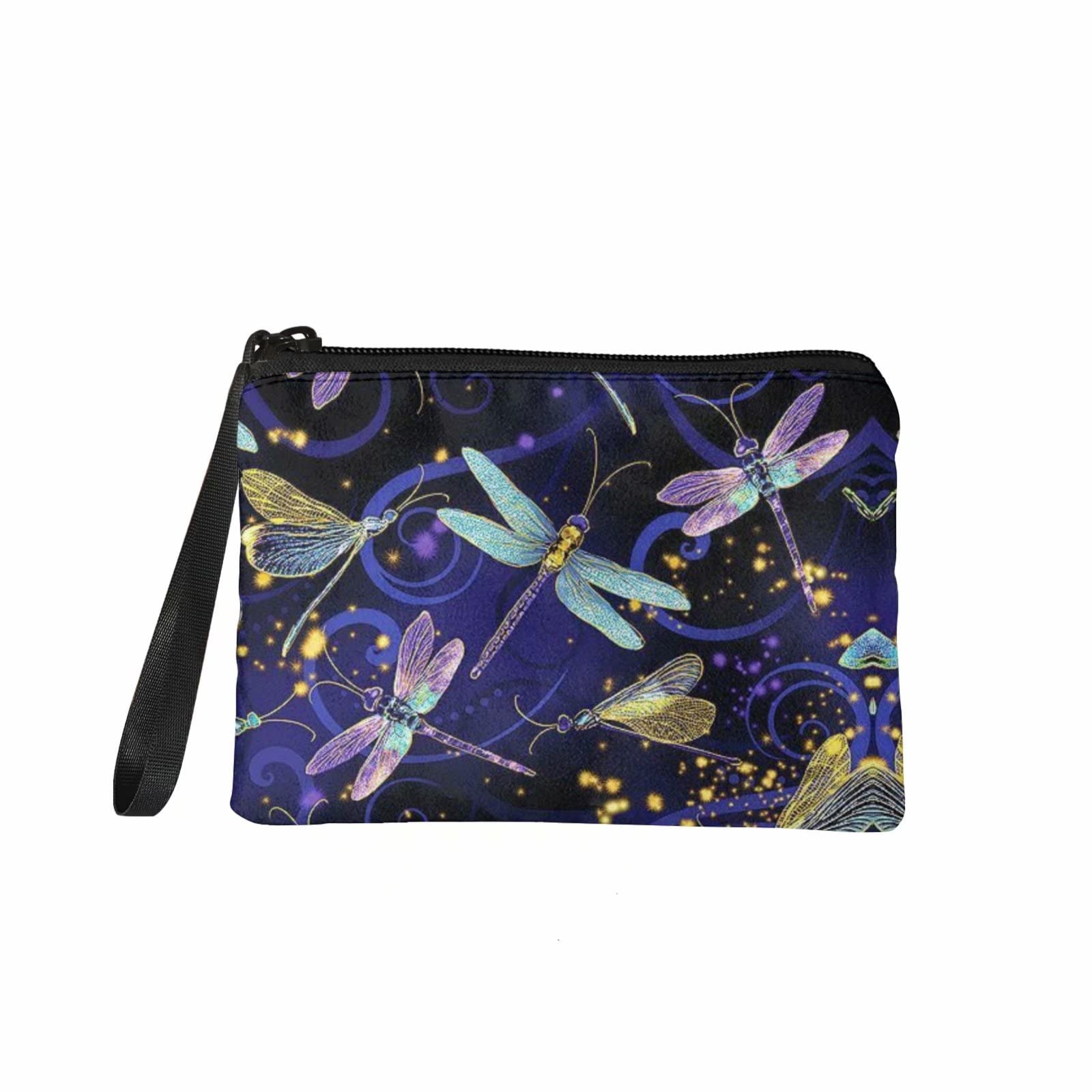 Chaqlin Blue Dragonflies Coin Purse - Women's Flannel Wallet & Travel Makeup Bag for Credit Cards, ID, Keys, Headphones & Lipstick | Perfect for Everyday Use, Travel & Gift Giving