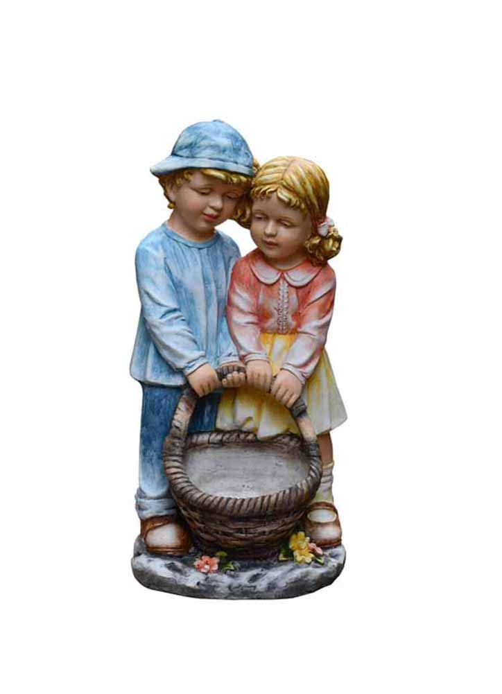 Unique Garden Sculpture Flower Pot - Retro Cute Boy Girl Statue for Courtyard Lawn Decoration | Perfect for Outdoor Patio, Garden Decor & Home Accessories