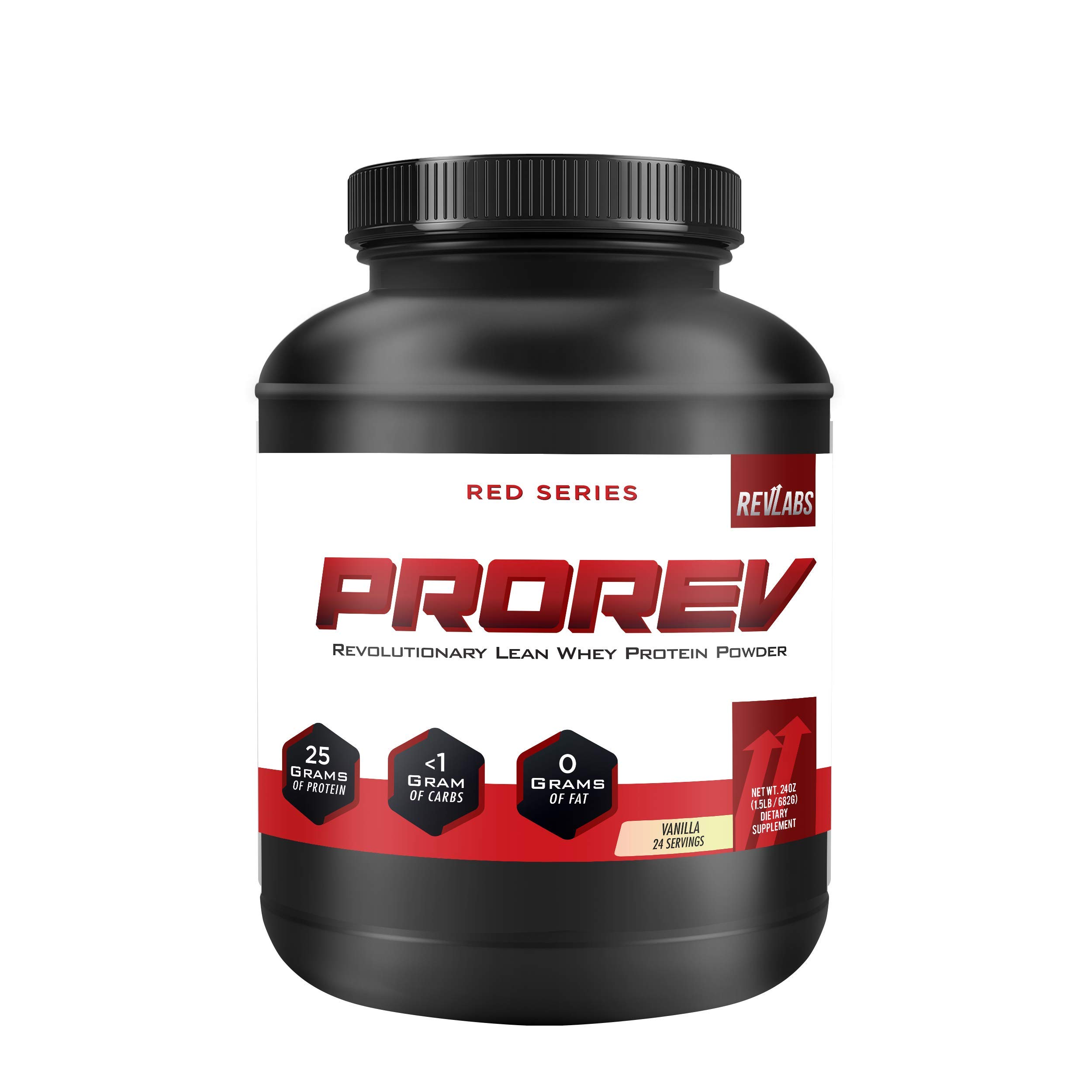 RevLabs ProRev Protein Powder - Vanilla Flavor - 25g Protein per Serving - Low Carb (Less Than 1g) - Easy to Mix - Premium Whey Protein for Muscle Recovery & Weight Management - Ideal for Post-Workout, Keto Diet & Healthy Lifestyle