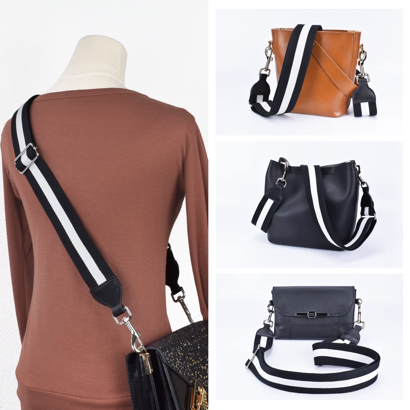CLOUDMUSIC Replacement Handbag Strap - Adjustable Crossbody Purse Strap with Silver Clips for Women & Girls | Perfect for Everyday Use, Travel & Fashion Accessories