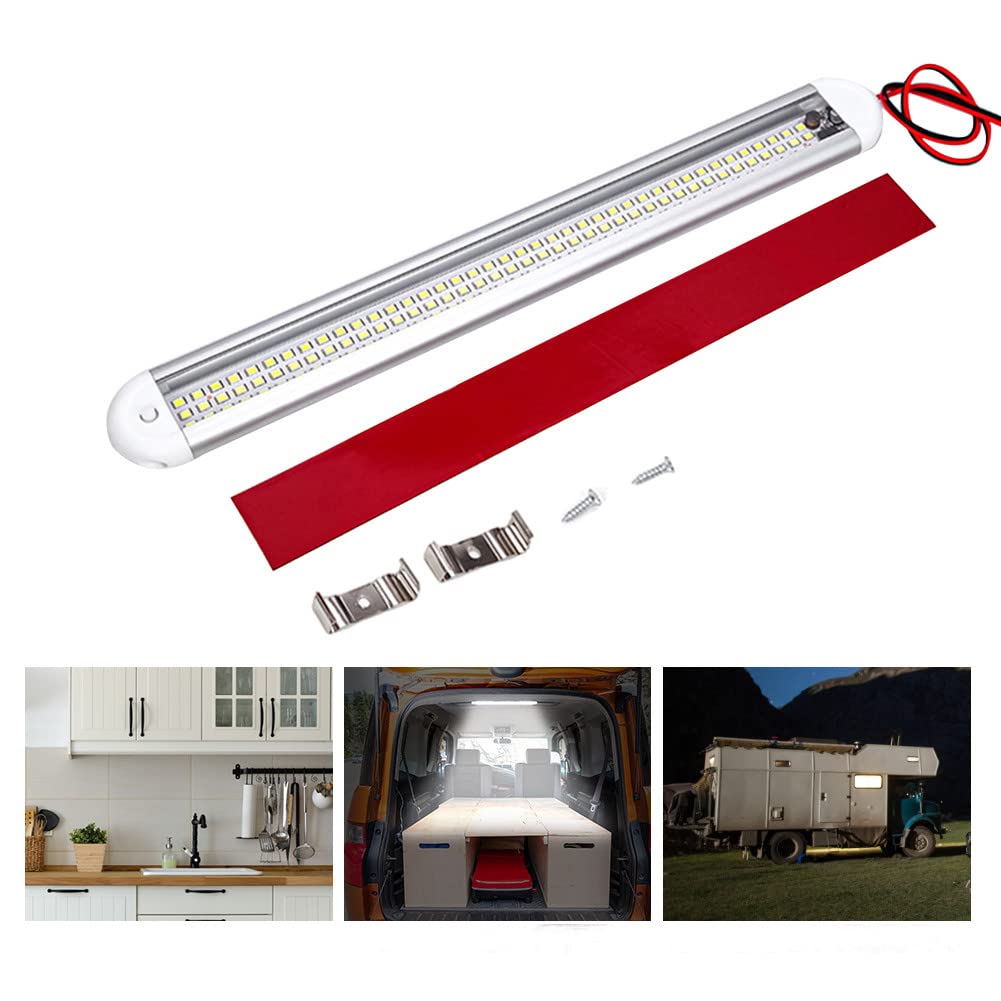 YOUNICE 12V LED Interior Light Bar - 120 LEDs 1800LM 12W Ultra Bright 6500K White Light Strip with On/Off Switch - Perfect for Car, RV, Camper Van, Truck & Trailer Interior Lighting (1 Pack)