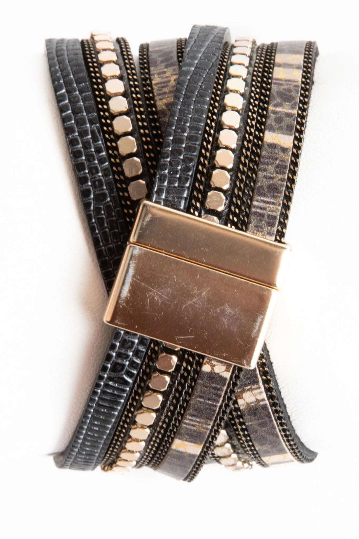 Vegan Leather Embellished Wrap Bracelet Watch for Women - Stylish Adjustable Wristwatch with Rhinestones - Perfect for Casual Wear, Office & Special Occasions