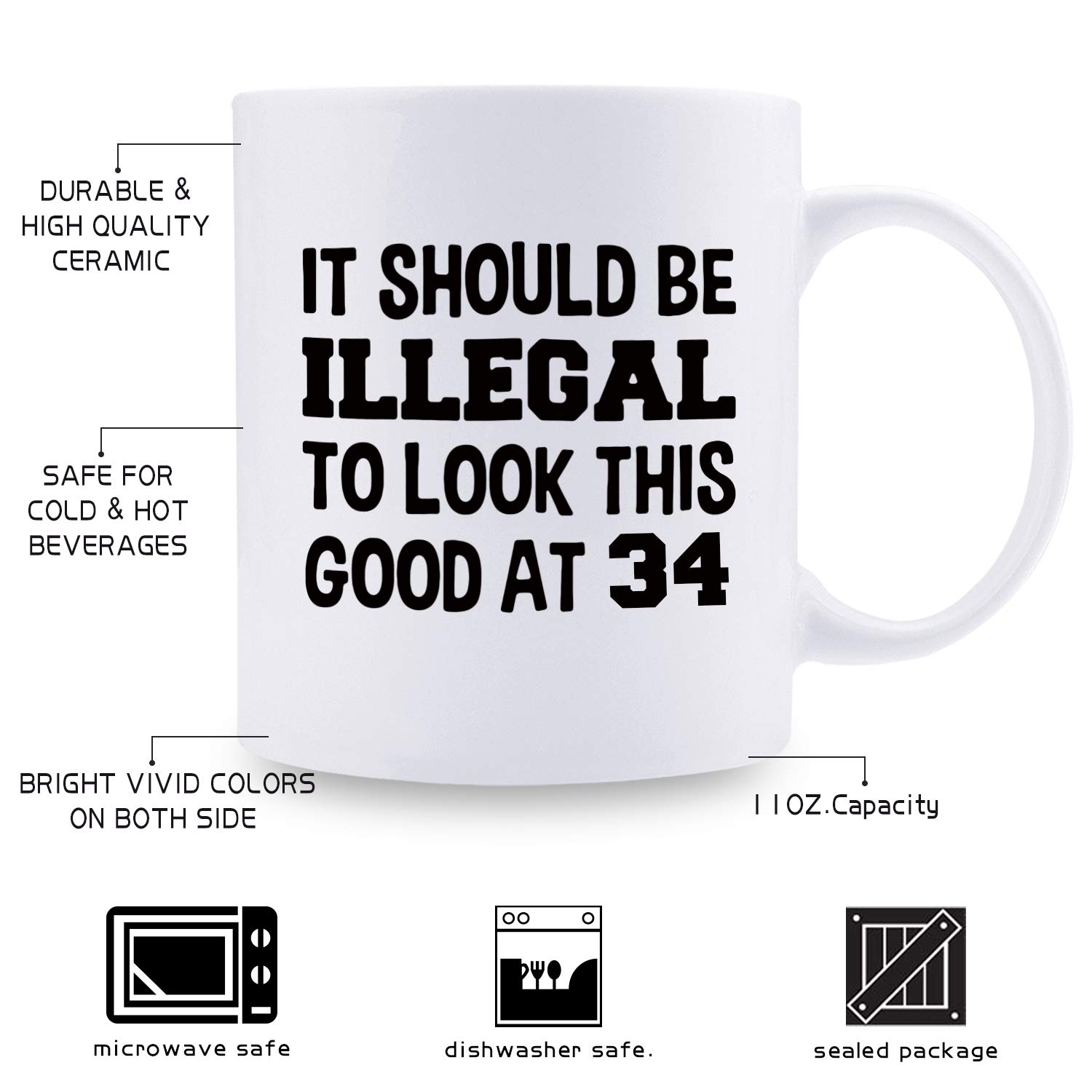 1985 Themed 34th Birthday Gifts for Women - 11oz Funny Coffee Mug for Mom, Wife, Sister, Friend, Her, Colleague | Perfect for Office, Home & Birthday Celebrations
