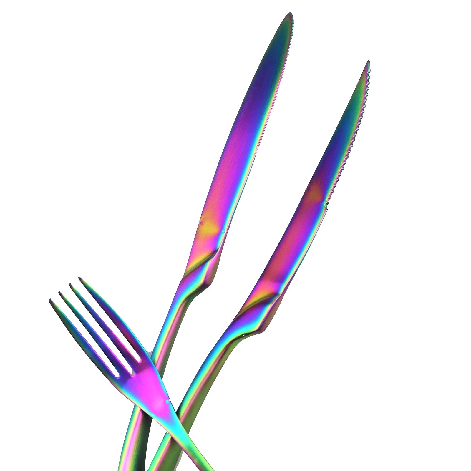 Gugrida 28-Piece 18/10 Stainless Steel Flatware Set - Luxury Matte Rainbow Silverware for 4, Knife Fork Spoon Set, Dishwasher Safe, Elegant Dinnerware for Parties, Weddings & Daily Dining
