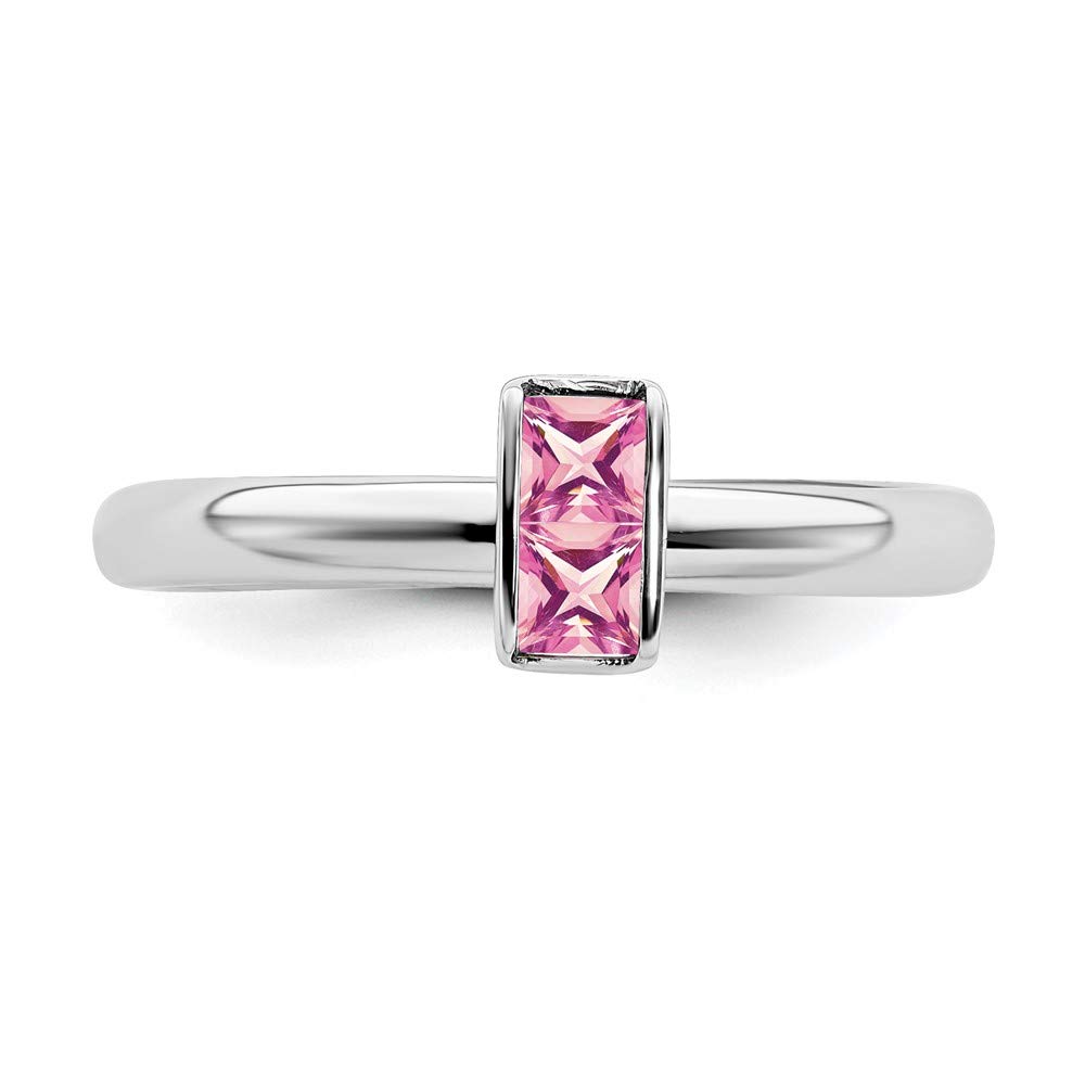 Black Bow Sterling Silver Pink Tourmaline Stackable Ring for Layering Jewelry