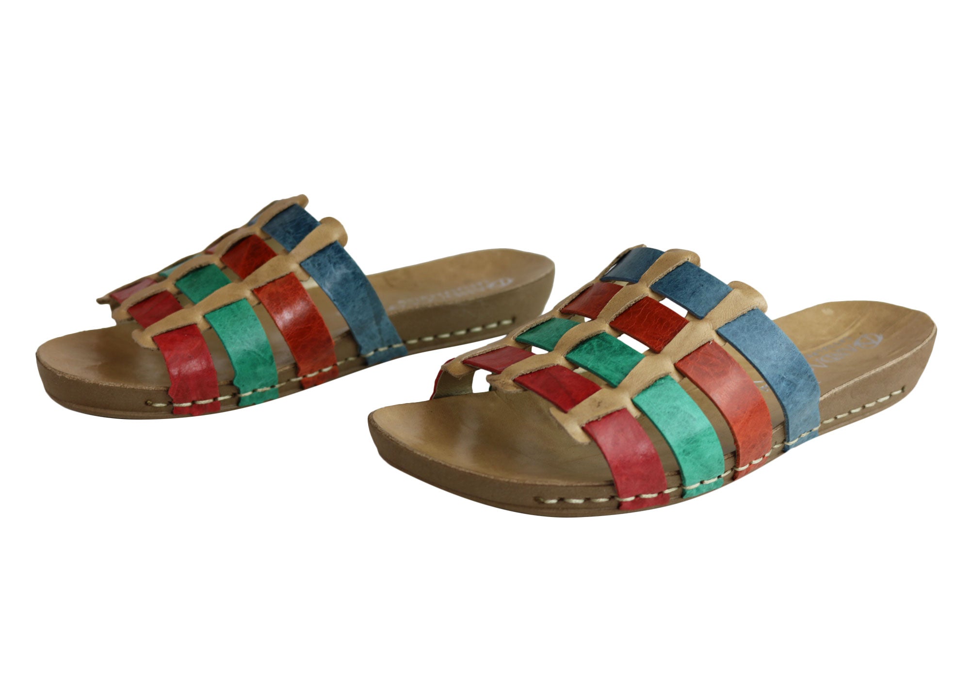 Andacco Sorrento Women's Comfort Leather Slide Sandals - Handmade in Brazil - Perfect for Beach, Vacation & Summer Outfits