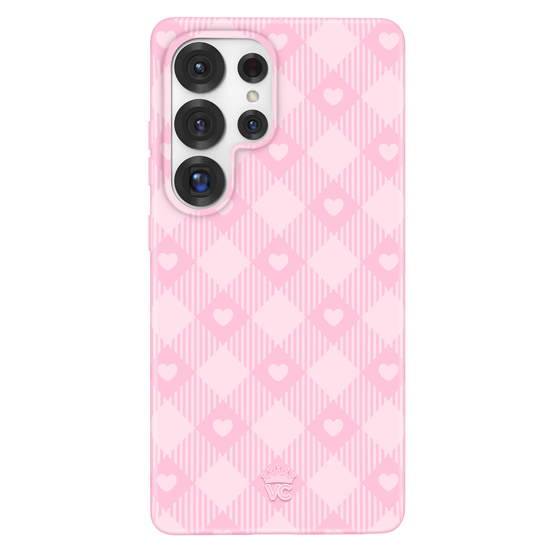 Pink Gingham Samsung Phone Case - Cute & Stylish Protective Cover for Samsung Galaxy - Perfect for Everyday Use, Work & Travel