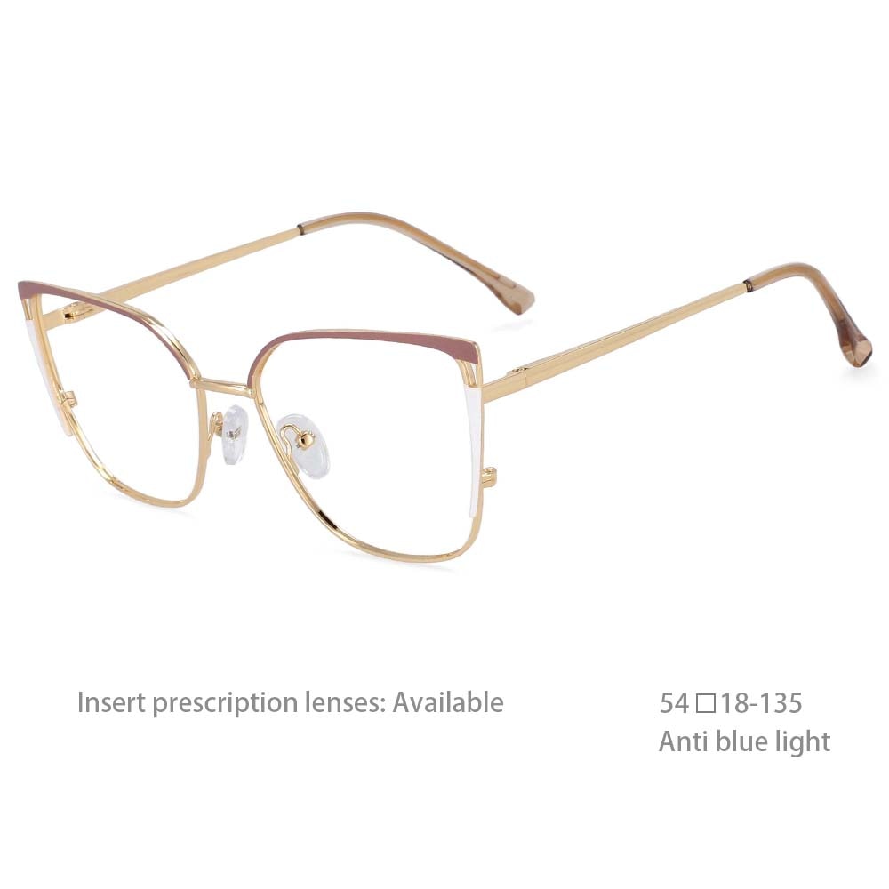 CCspace Women's Full Rim Square Cat Eye Titanium Eyeglasses Frame 54427 - Lightweight & Durable for Work, Reading & Fashion