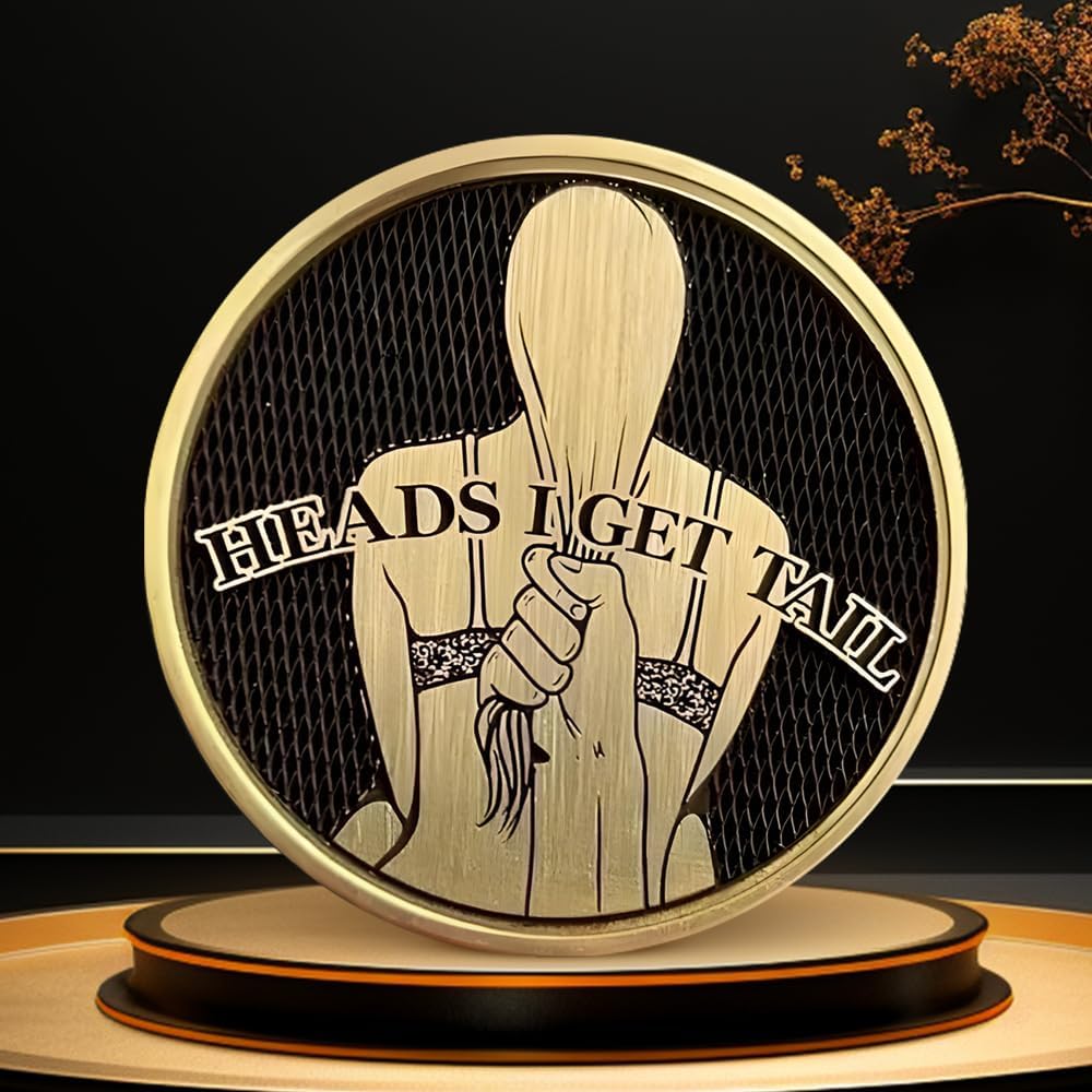 4Pcs Funny Heads and Tails Coins - Double-Sided Sexy Woman Design for Adult Games, Party Challenges & Prank Gifts - Perfect for Couples, Husband, Boyfriend - Great for Bachelor Parties, Drinking Games & Romantic Nights
