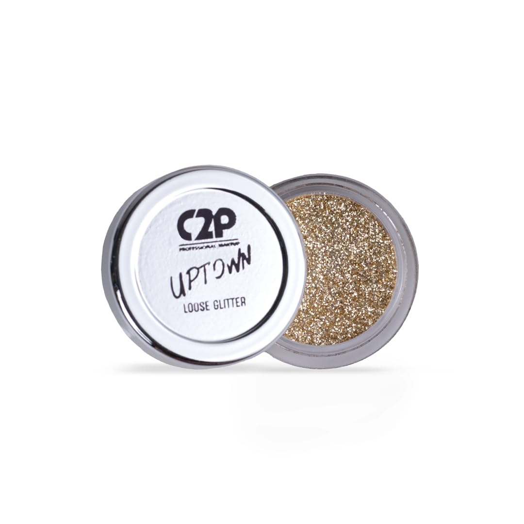 C2P Pro Uptown Glitter Eyeshadow for Face and Body | Loose Cosmetic Glitter for Eye Makeup, Face Art & Body Shimmer - Vegan, Cruelty-Free, 3g - Perfect for Festival, Party & Special Occasion Makeup Looks