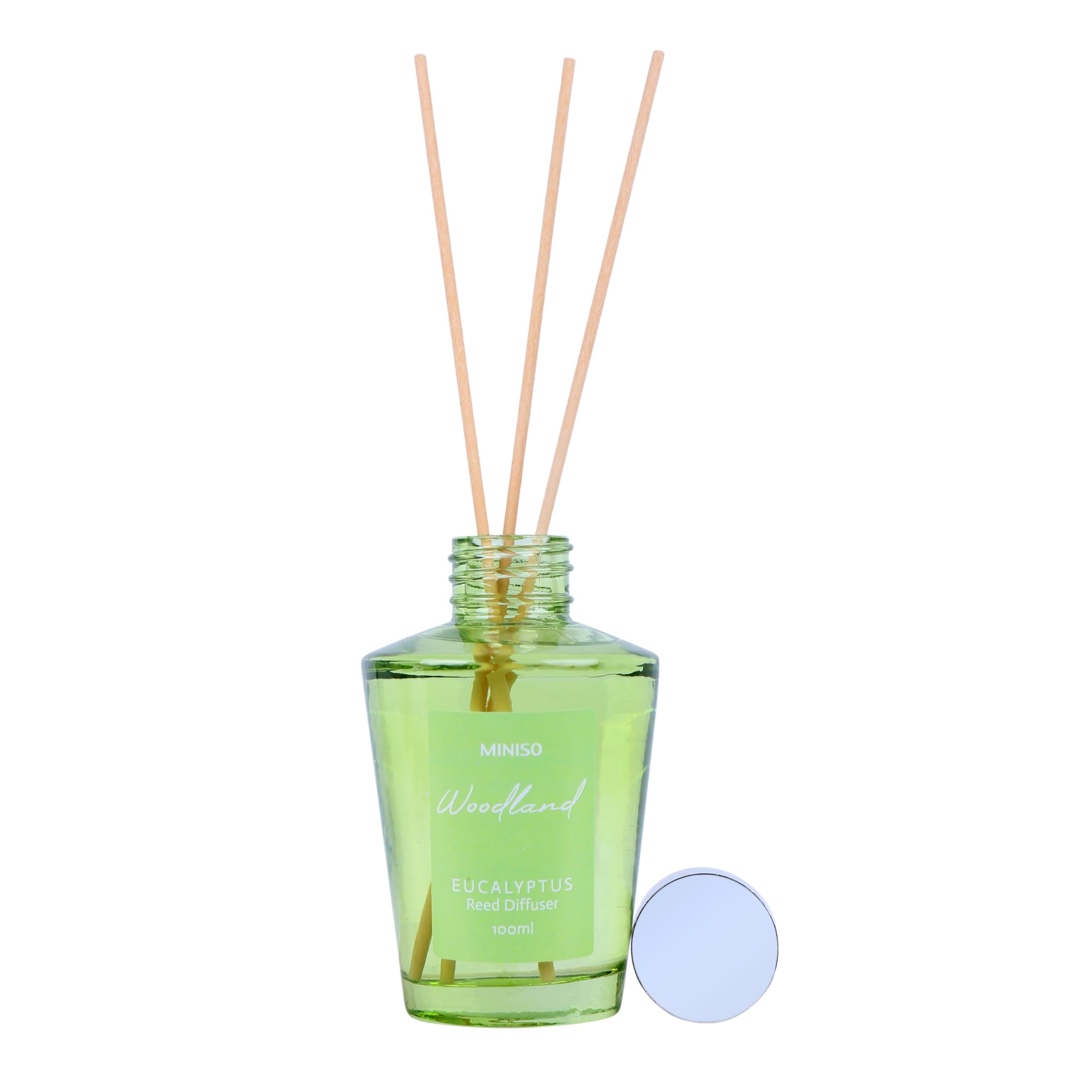 MINISO Woodland Home Fragrance Flameless Essential Oil Diffuser with Reeds - Aromatherapy Room Freshener for Bedroom, Living Room, Office | Eucalyptus Scent for Relaxation & Stress Relief