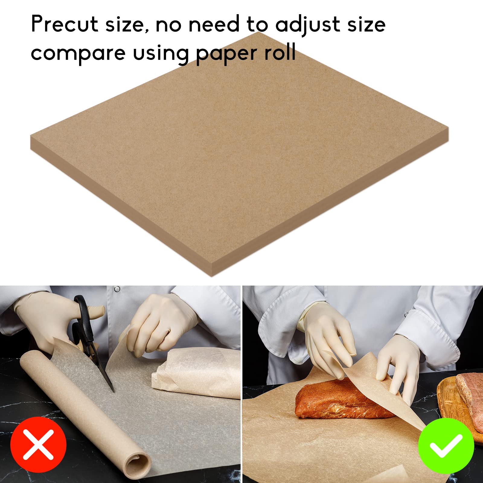 Premium 100Pcs Brown Butcher Paper Sheets - 12x12 Inch Unwaxed Disposable Meat Wrapping Paper for BBQ Smoking, Sublimation Heat Press, Food Packaging & Crafts - Ideal for Restaurants, Catering & Home Cooking