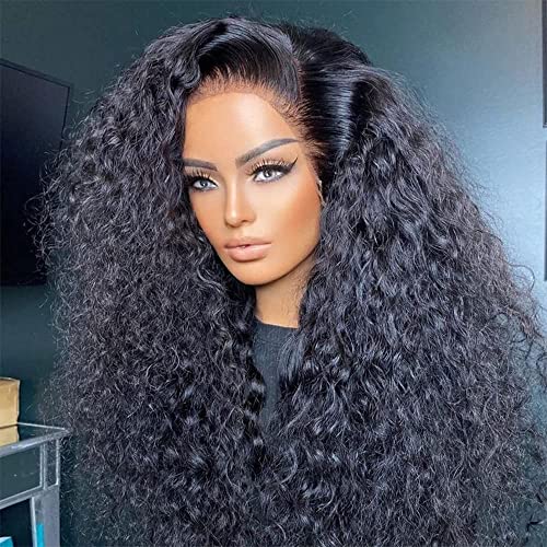 13x6 Transparent Lace Front Wigs Human Hair - 200% Density Glueless Brazilian Virgin Hair Wigs for Black Women - Pre Plucked Bleached Knots Curly Wigs (26inch, 13x6 Curly) - Perfect for Daily Wear, Parties & Special Occasions