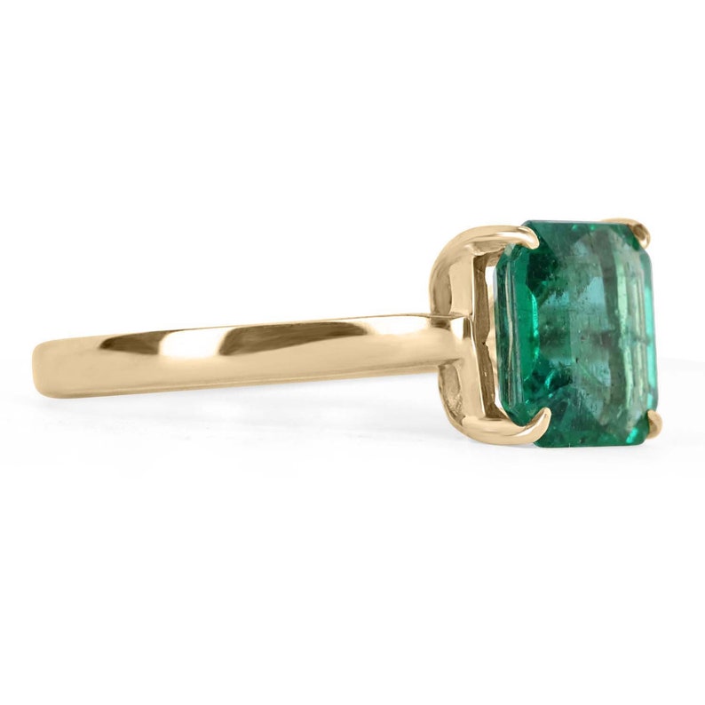 2.15ct 18K Gold Emerald Asscher Cut Solitaire Engagement Ring for Women - Perfect for Proposals, Anniversaries & Bridal Jewelry