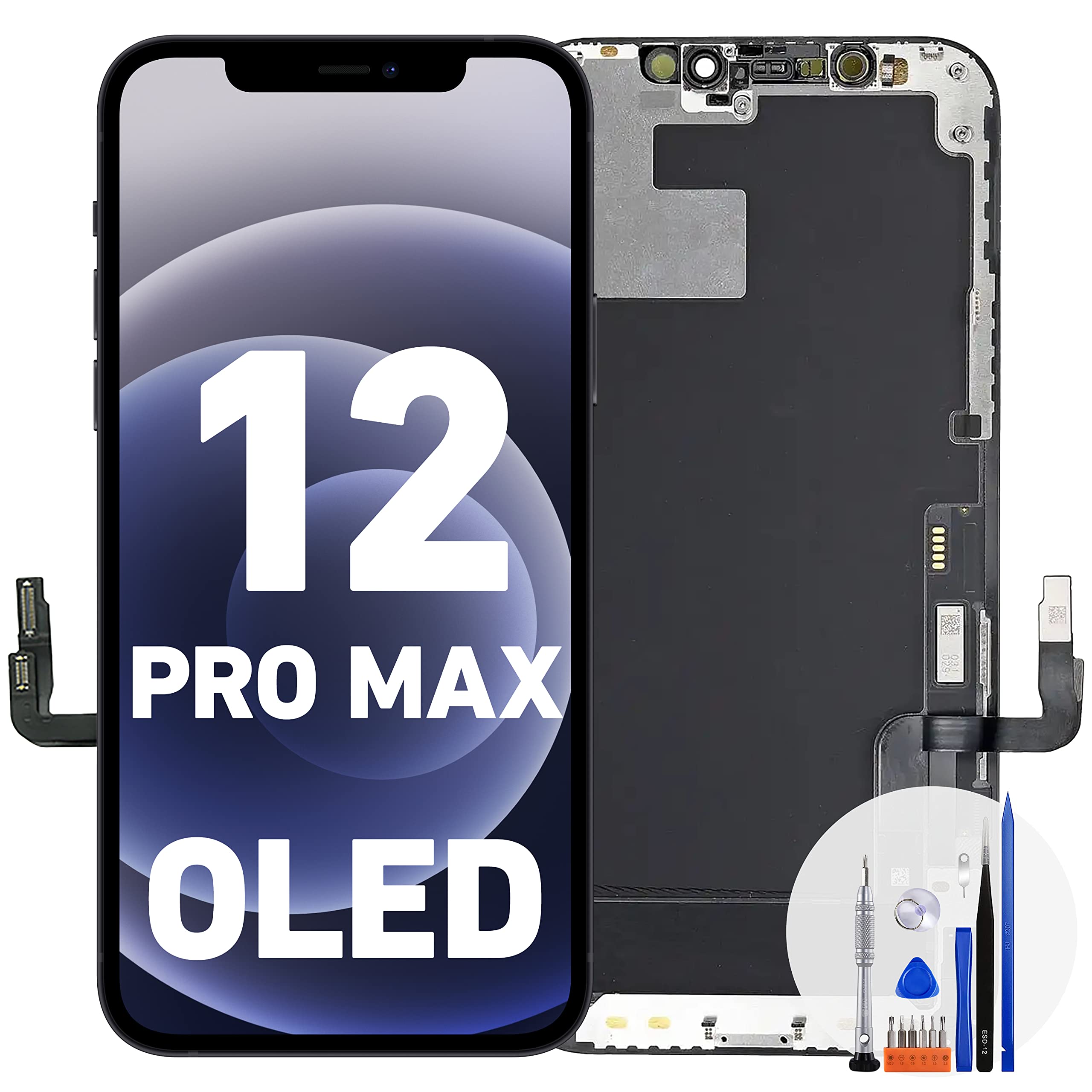 Vietus iPhone 12 Pro Max Screen Replacement Kit - Premium Hard OLED Display with Tempered Glass, Waterproof & Easy DIY Installation | Perfect for Home Repair, Office Use & Emergency Phone Fixes