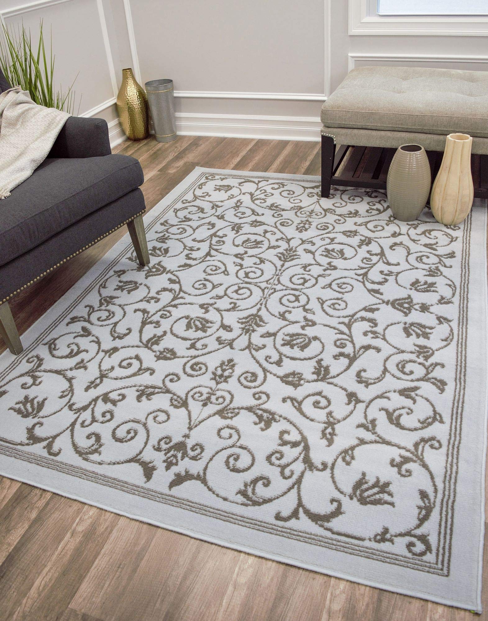 Rugs America Belfort BM20A Vines Blue Transitional Scroll Area Rug 2'6
