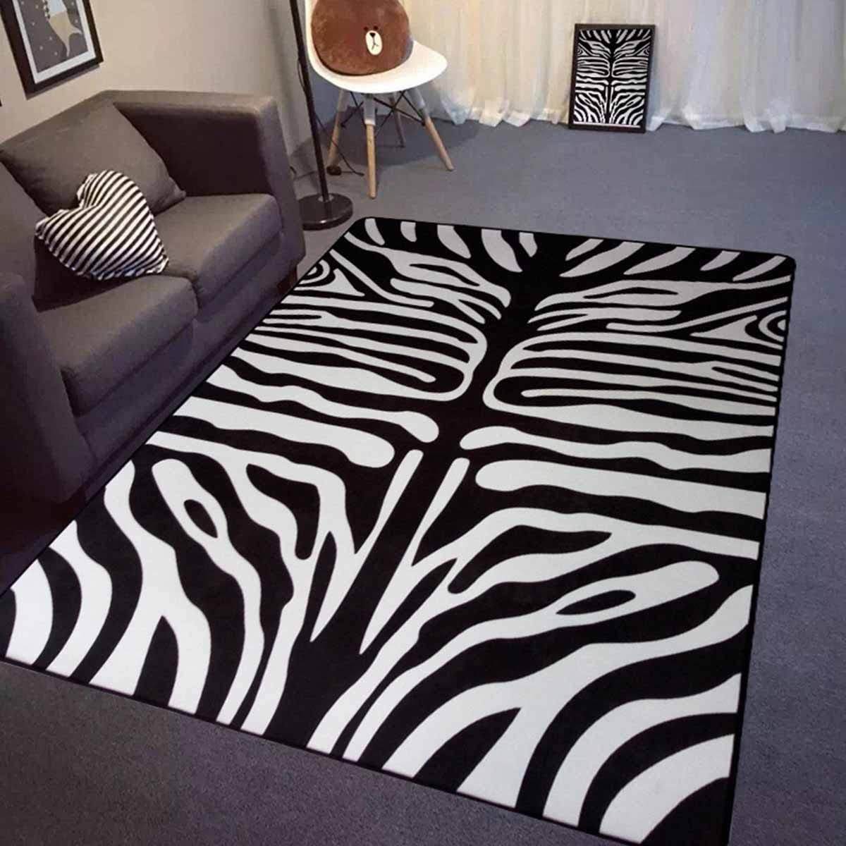 Faux Zebra Print Rug, Leopard Rug, Tiger Rug, Cheetah Rug - Soft Animal Print Area Rug for Living Room, Bedroom, Office, or Kids Room (6'7
