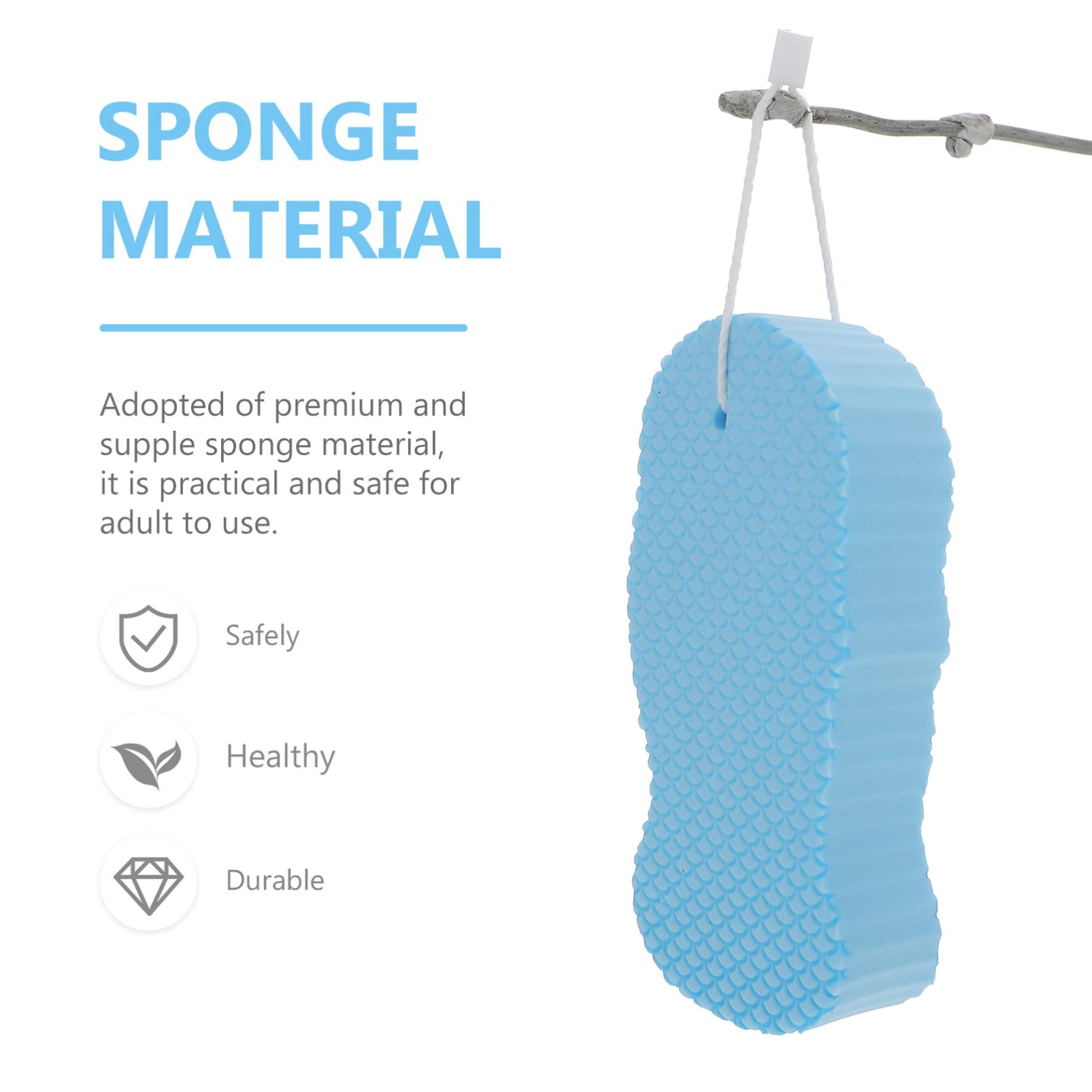 EXCLUZO 2-Pack Soft Exfoliating Bath Sponge for Adults & Kids - Gentle Body Scrubber with Hanging Loop, Blue & Grey - Perfect for Shower, Spa & Daily Skin Cleansing