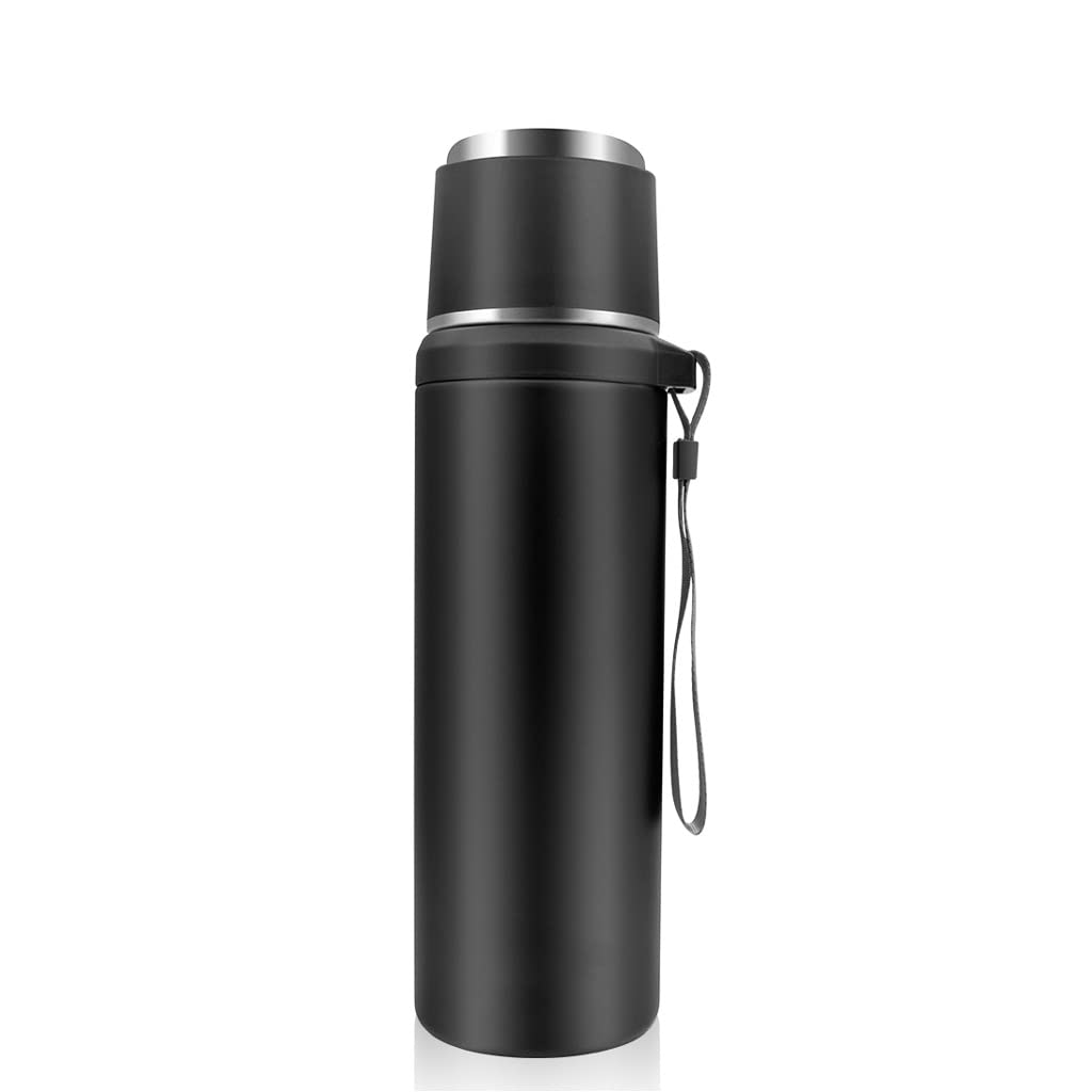Premium Stainless Steel Vacuum Insulated Thermos Flask - 500ml Portable Hot & Cold Water Bottle with Carry Rope for Outdoor, Camping, Hiking, Travel, Office, and Gym Use (Color: D)