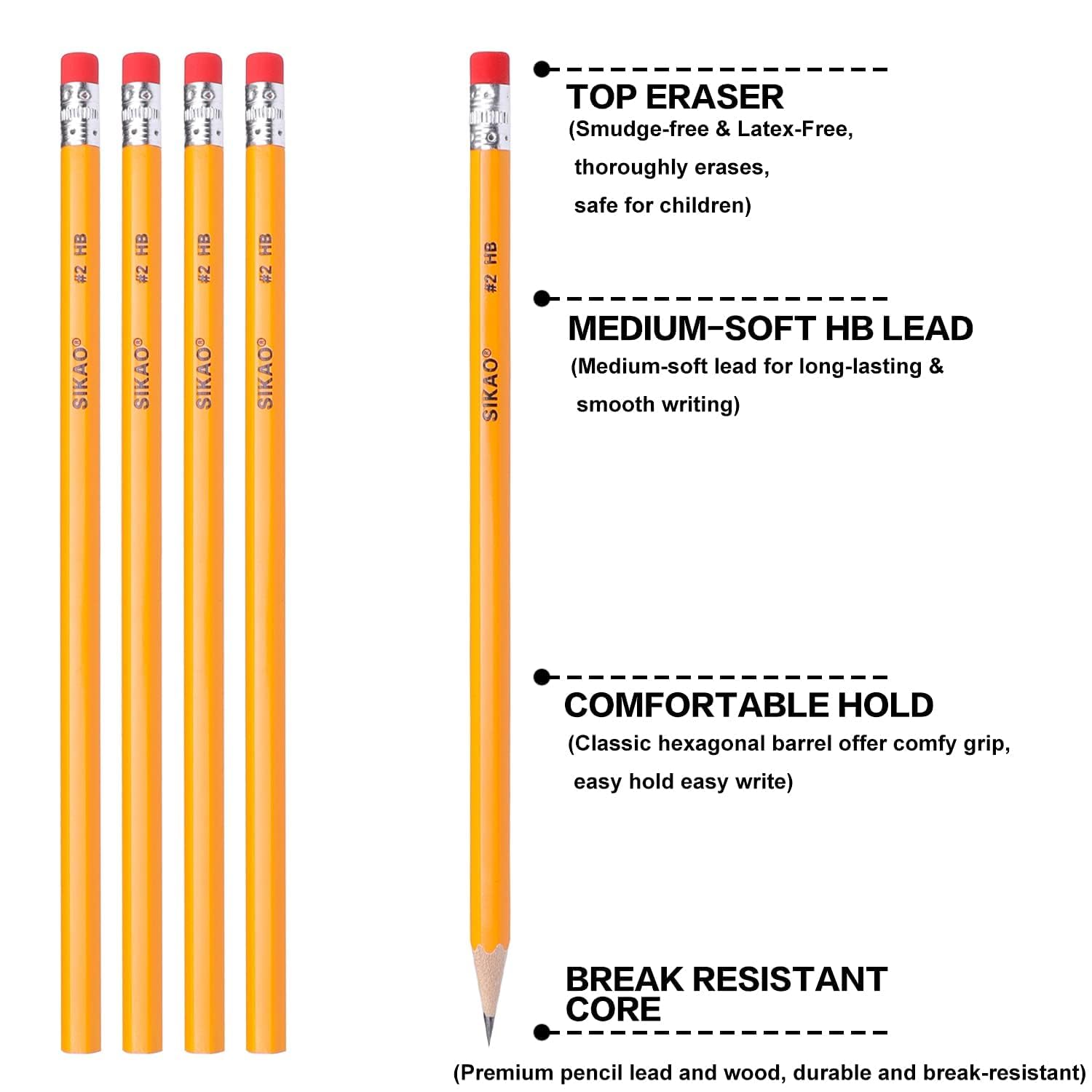 Premium #2 HB Pencils Bulk 12-Pack - Wooden Drawing & Sketching Pencils with Erasers for Kids, Students & Teachers - Perfect for Classroom, School Supplies, Office & Art Projects
