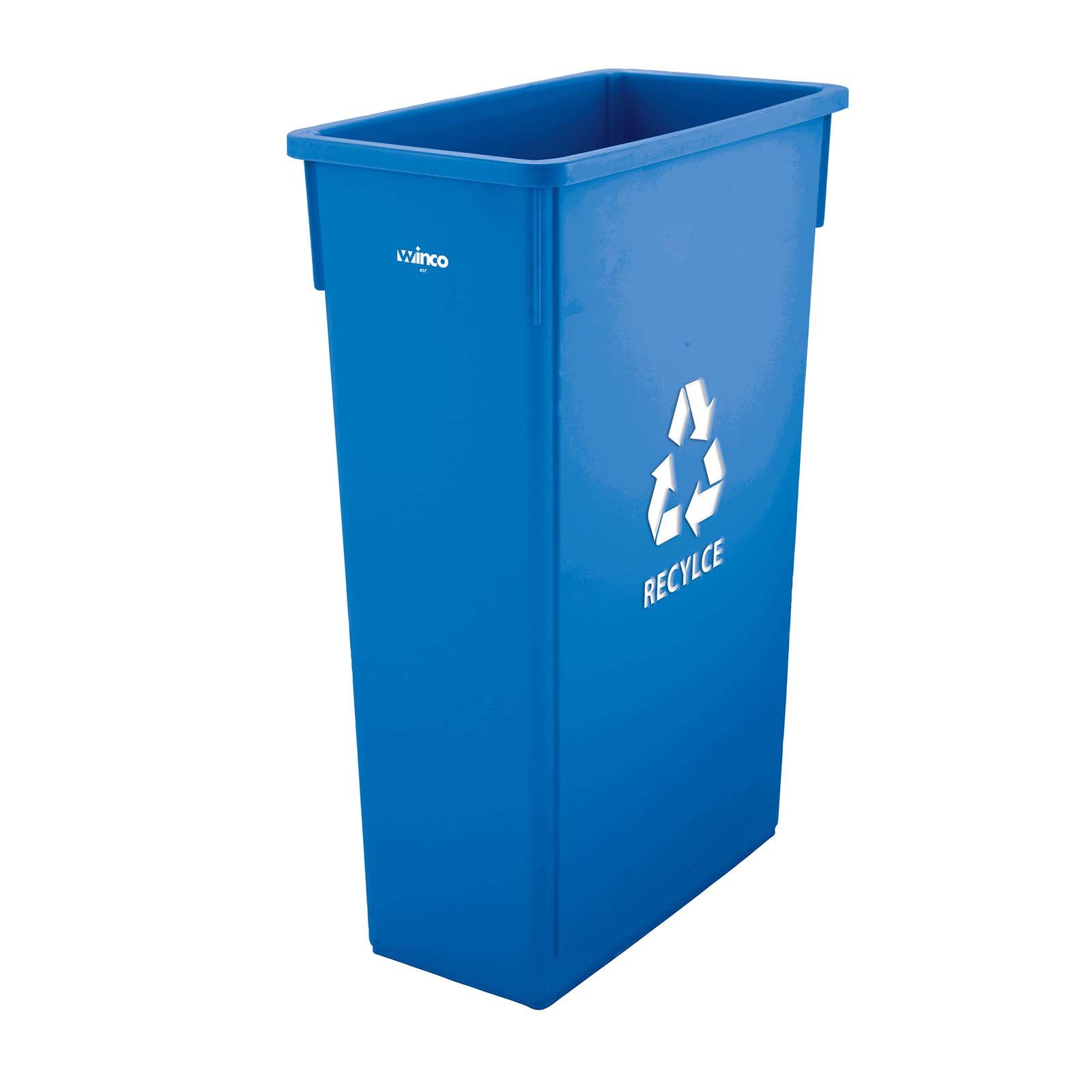 Winco 23 Gallon Slim Commercial Trash Can - Blue Recycling Waste Container for Office, Kitchen & Restaurant Use