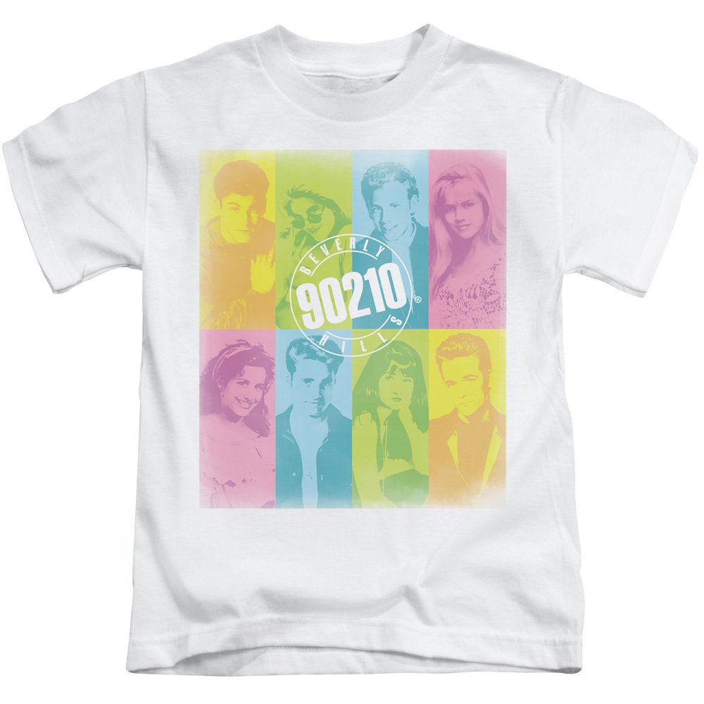 A&E Designs Beverly Hills 90210 Boys Color Block Cast White T-Shirt - Perfect for Casual Wear, School, and TV Show Fan Gifts