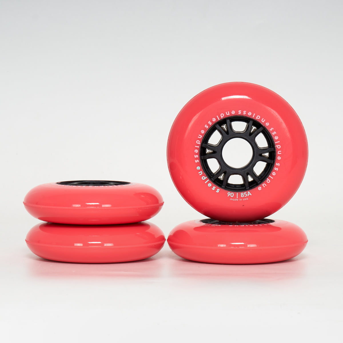 Endless 90mm 85a Skateboard Wheels - Neon Coral Color | Smooth Ride for Cruising & Longboard Skateboarding