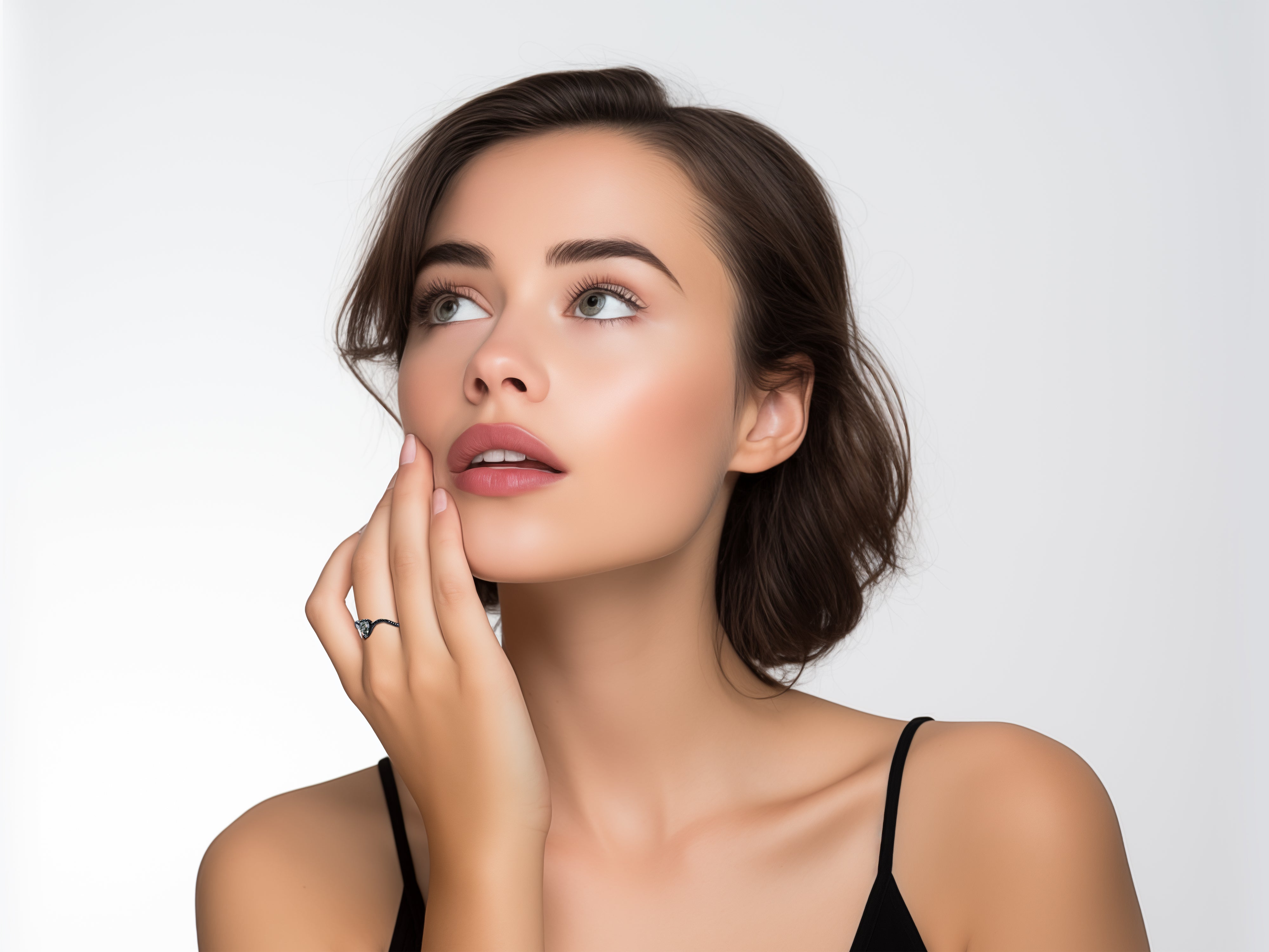 Art Deco Style Moss Agate Teardrop Ring with Black Diamonds - Elegant Vintage Jewelry for Women, Perfect for Weddings, Parties & Special Occasions