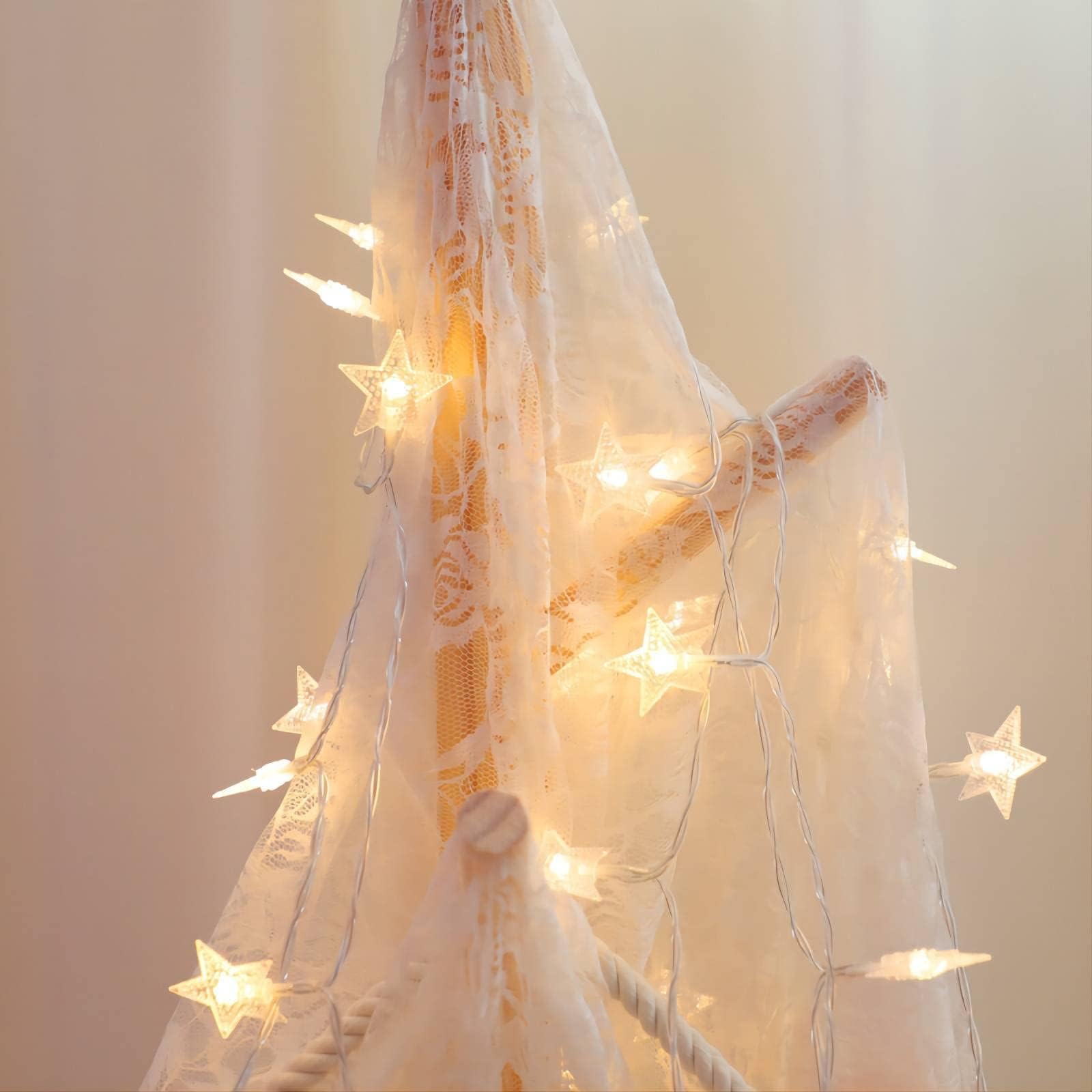 Ramadan Decorations Star String Lights - 20 FT 40 LED Battery Operated Twinkle Fairy Lights in Warm White for Bedroom, Office, Home, Camper - Indoor & Outdoor Eid, Christmas Tree Decor - Perfect for Ramadan, Eid Celebrations, Holiday Parties, and Cozy Home Ambiance