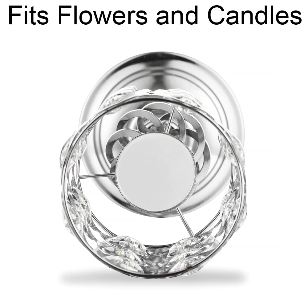 10-Pack Silver Metal Vases for Wedding Centerpieces - Tall Crystal Beaded Flower Stands for Tables, Birthday Parties & Home Decor | Elegant Event Decoration for Weddings, Anniversaries & Special Occasions