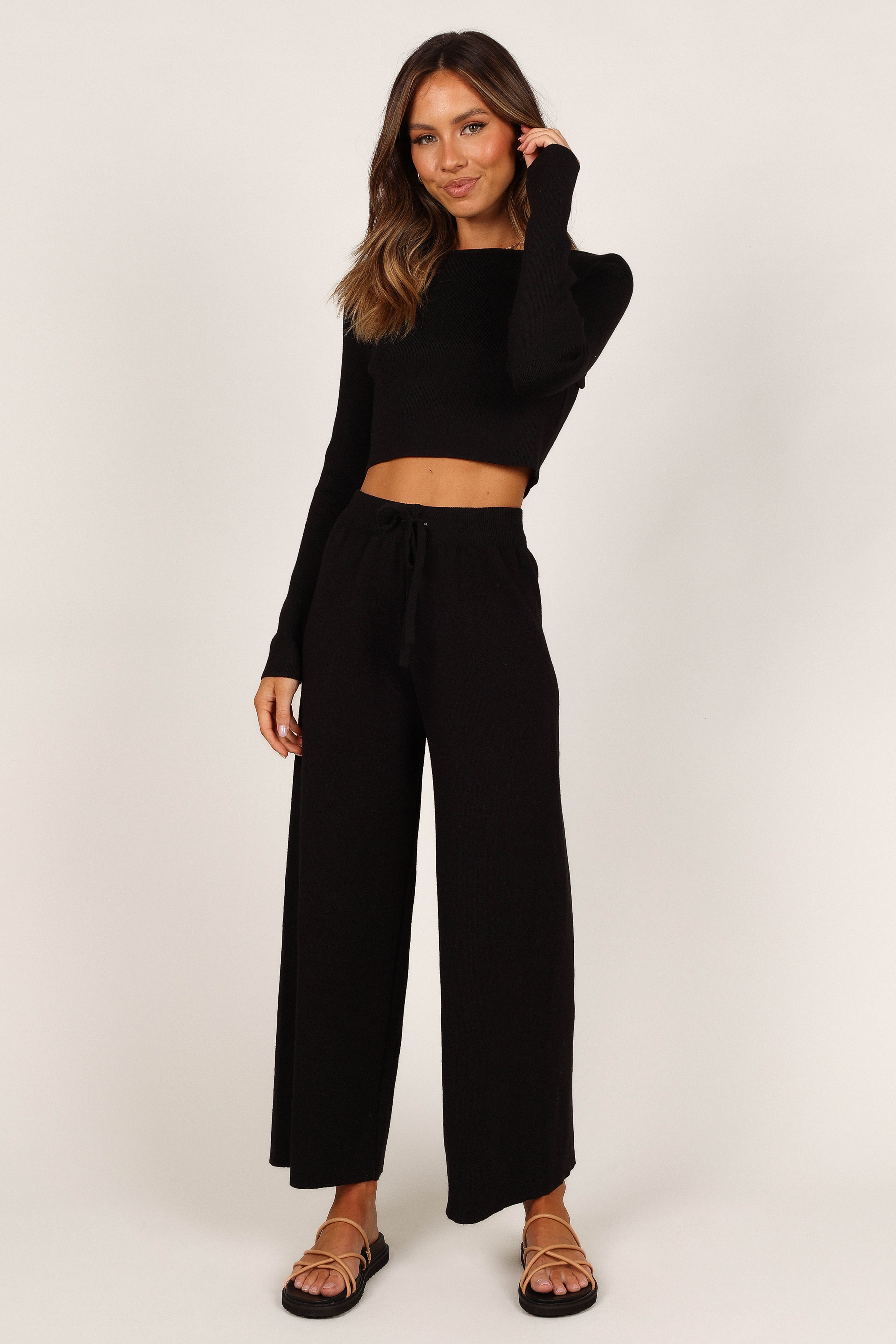 Ayers Women's Long Sleeve T-Shirt and Pants Set - Soft Cotton Comfort Outfit in Black | Perfect for Casual Wear, Lounge, and Everyday Comfort