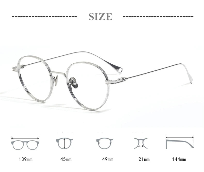 Premium Unisex Black Titanium Eyeglasses - Full Rim Oval Round Frame 49012 | Lightweight & Durable for Work, Reading & Fashion
