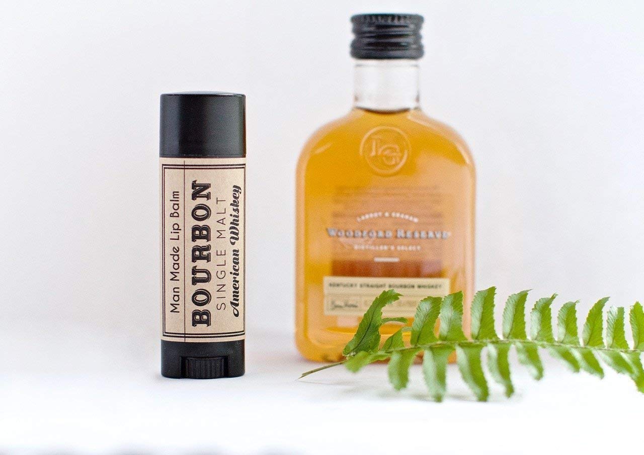 Bourbon Whiskey Flavored Lip Balm for Men - Moisturizing Chapstick with Unique Flavor, Funny Stocking Stuffer & White Elephant Gag Gift for Adults - Perfect for Dry Lips, Parties and Novelty Gifts